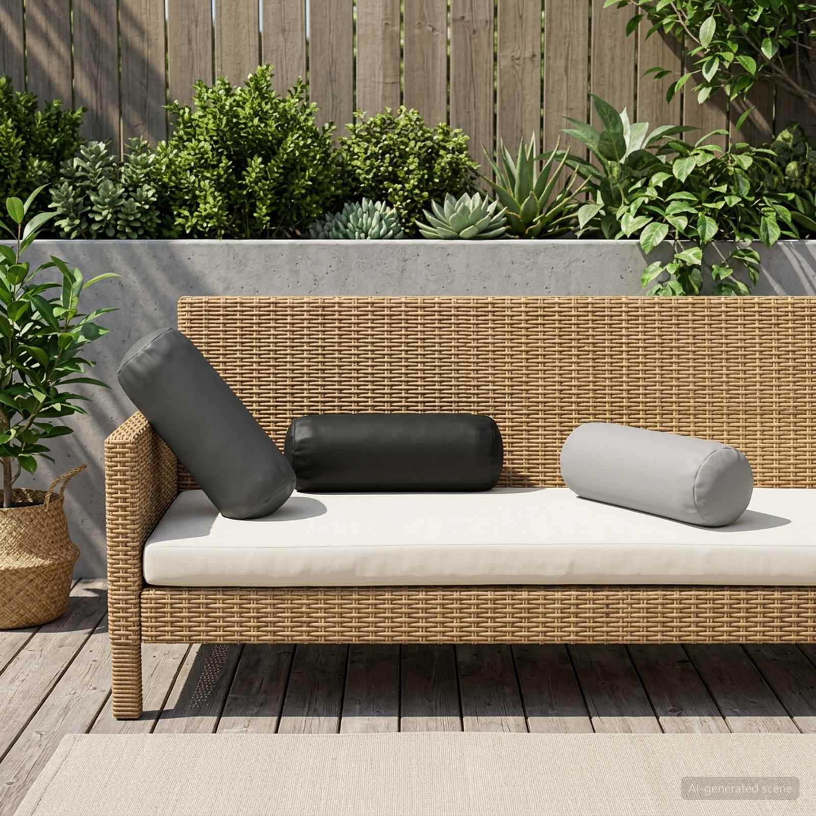 Outdoor Cushion Black Polyester 15x40cm