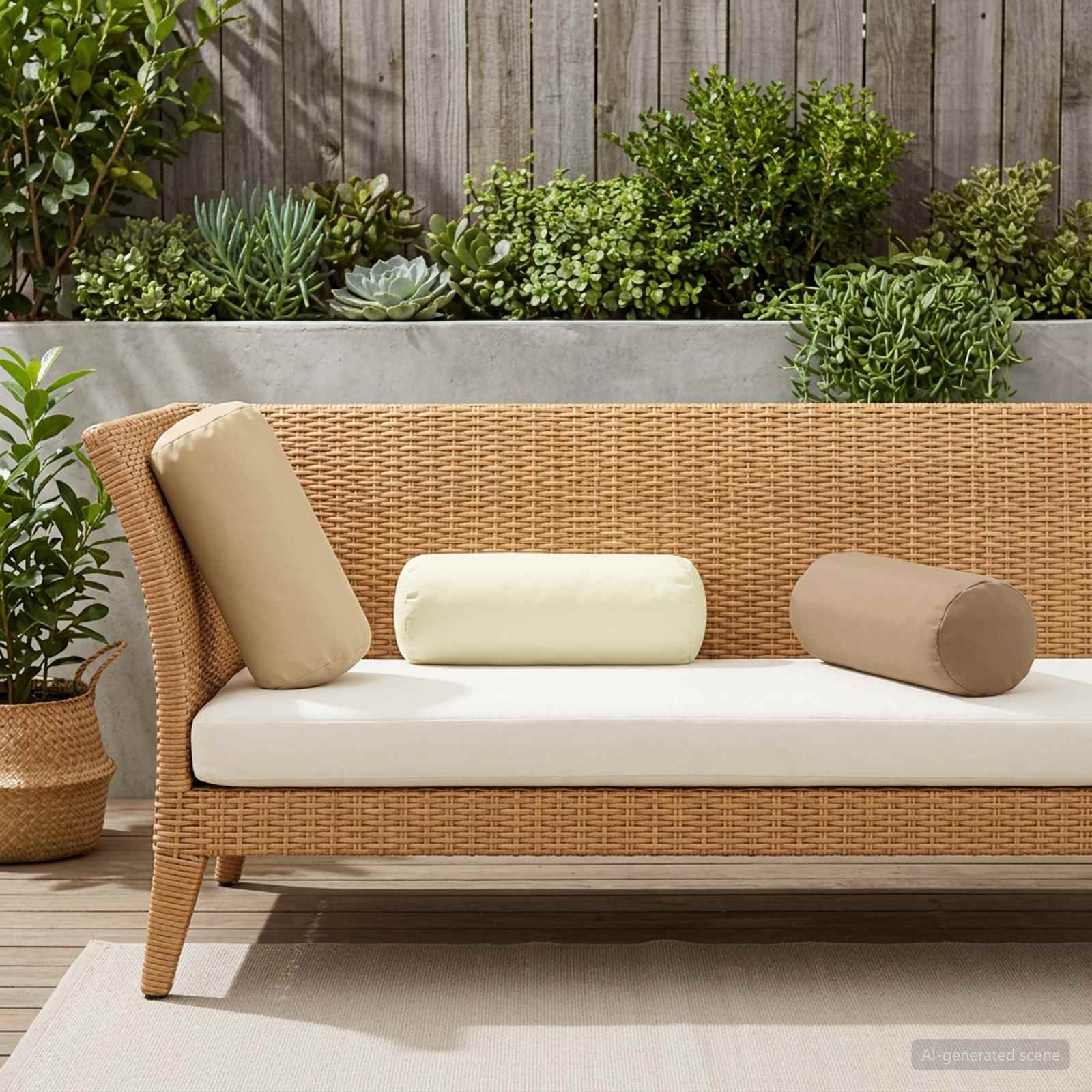 Beige Cushion Set 2 Pieces 15x40cm