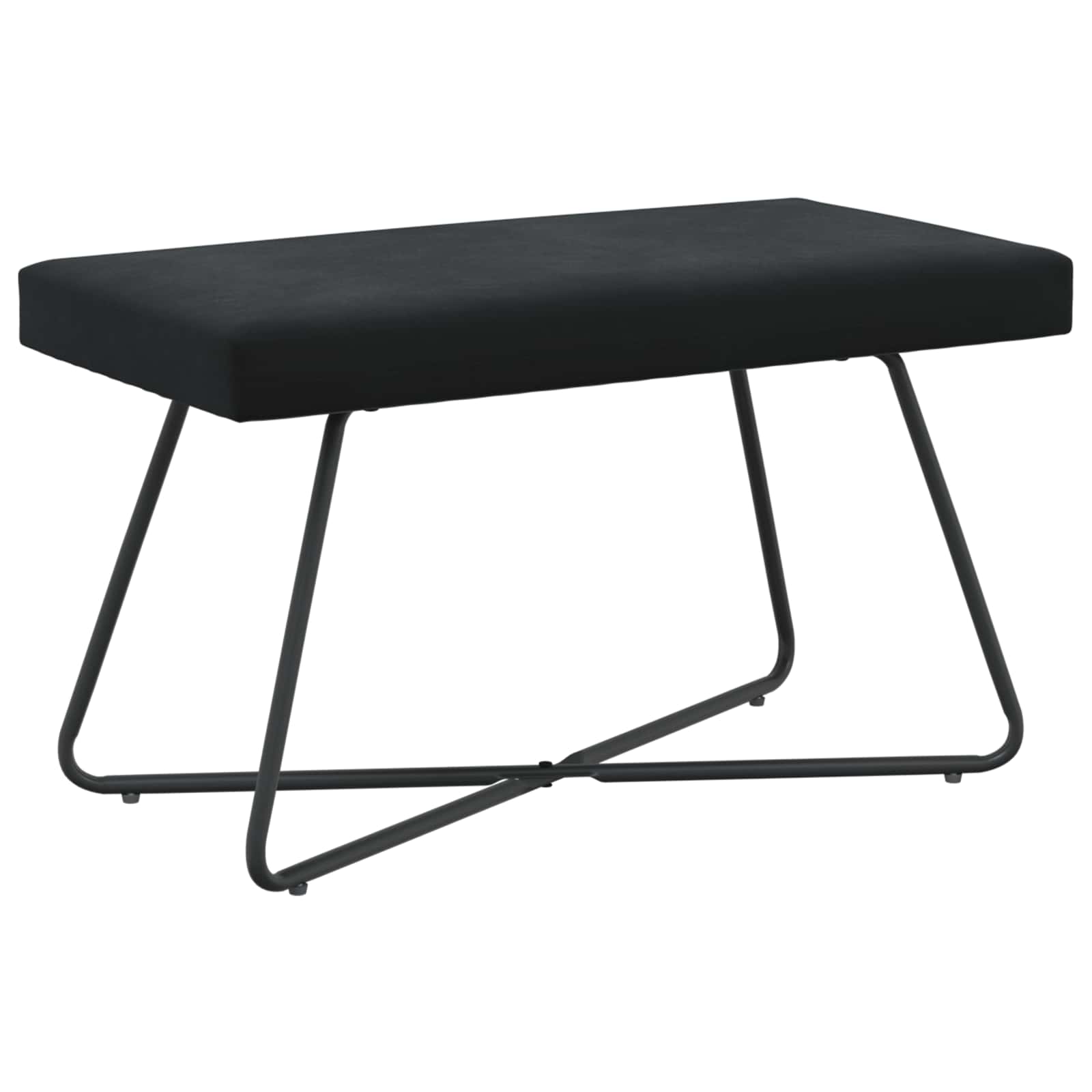 Black Velvet Bench Cross-Leg 80cm | Simpledeals