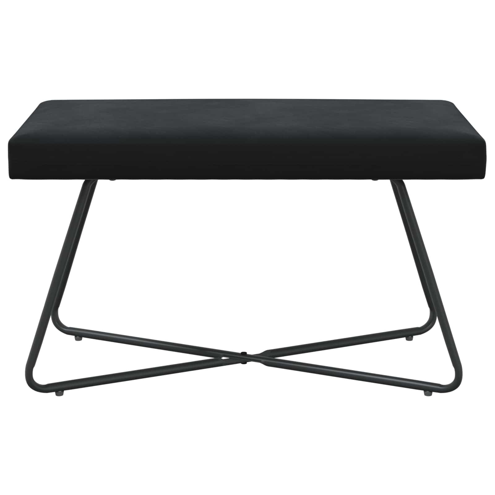 Black Velvet Bench Cross-Leg 80cm | Simpledeals