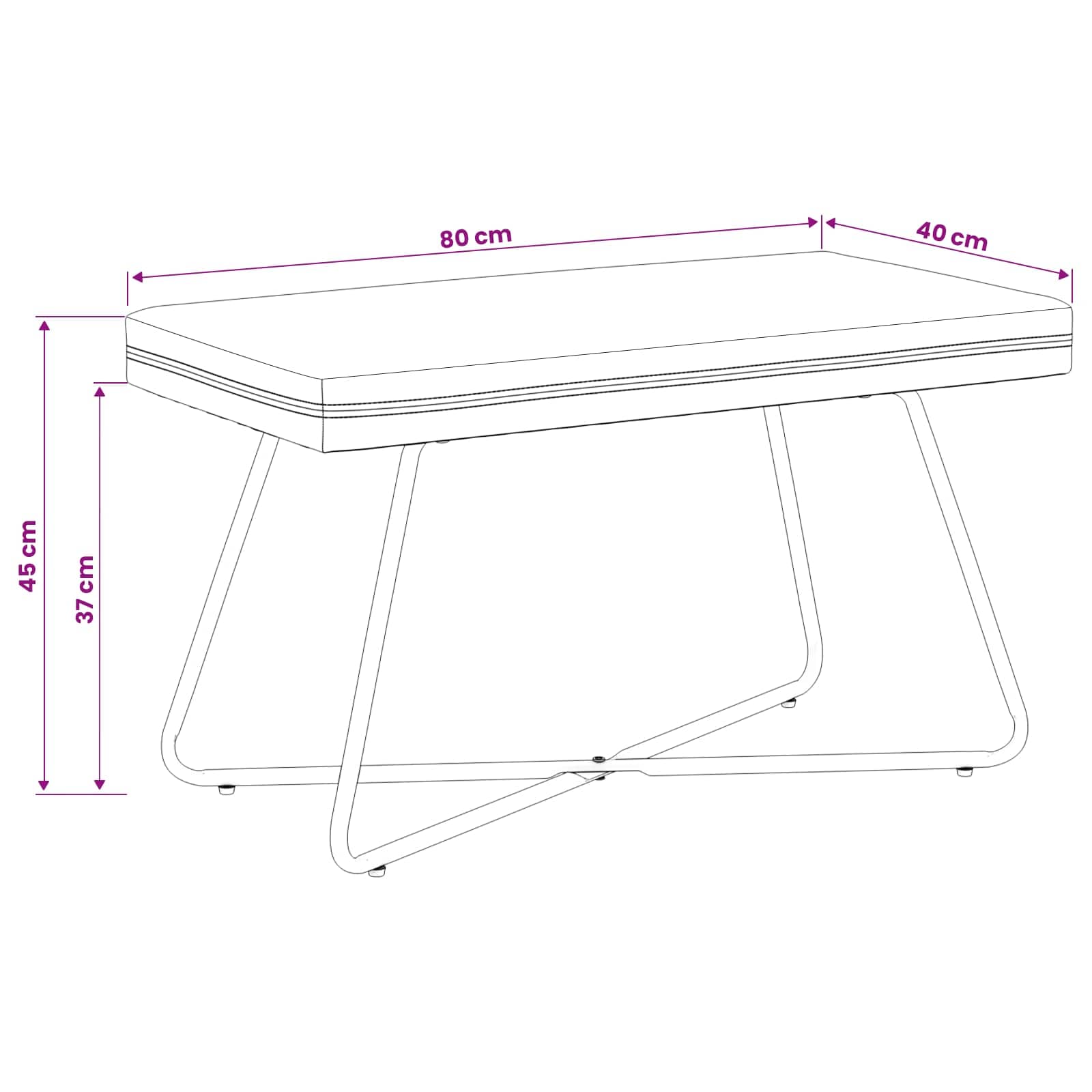 Black Velvet Bench Cross-Leg 80cm | Simpledeals