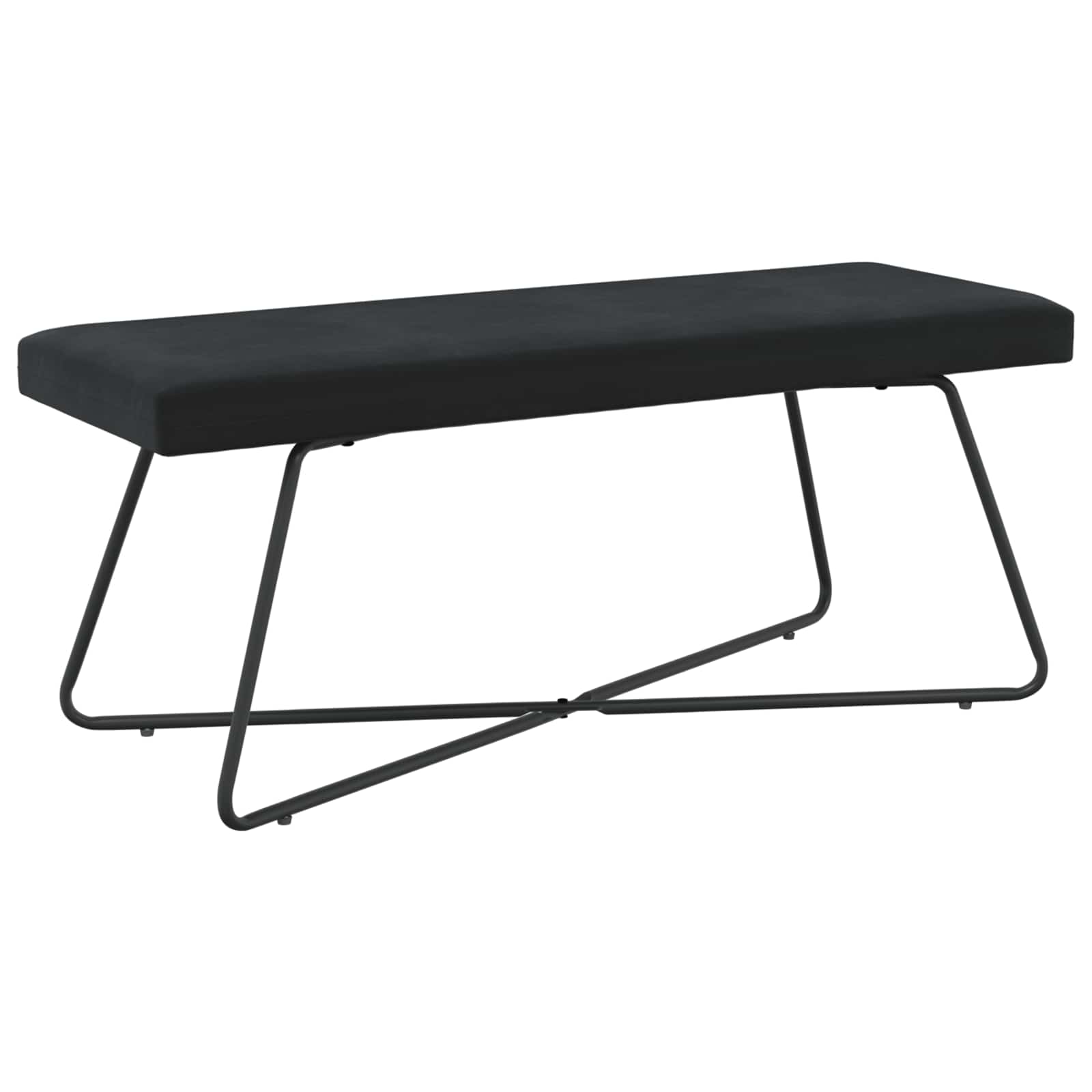 Black Velvet Bench 110cm Cross-Leg | Simpledeals