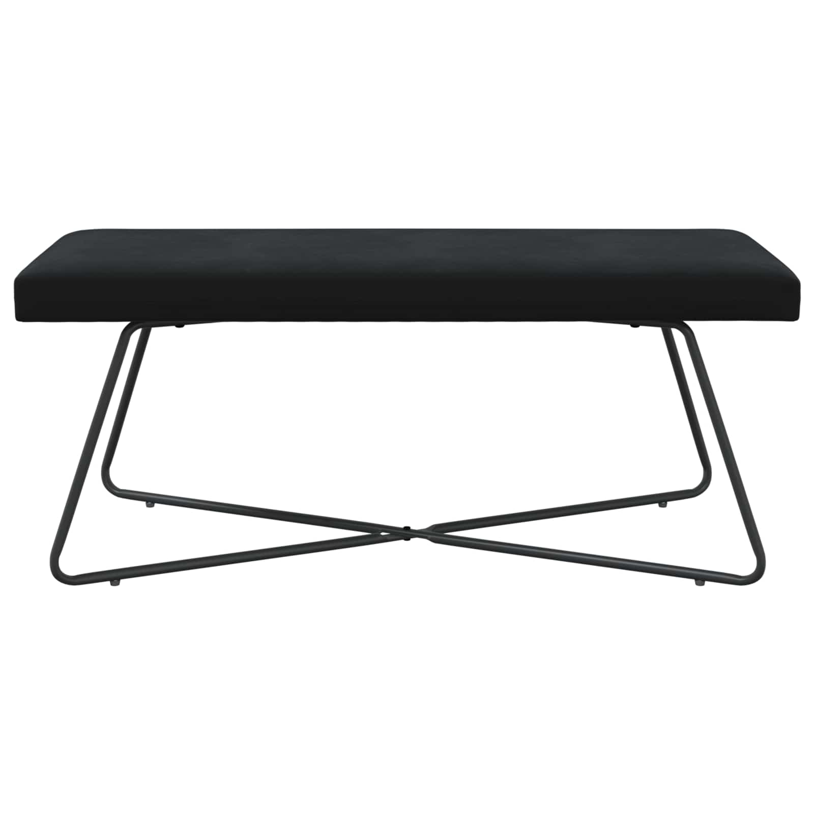 Black Velvet Bench 110cm Cross-Leg | Simpledeals