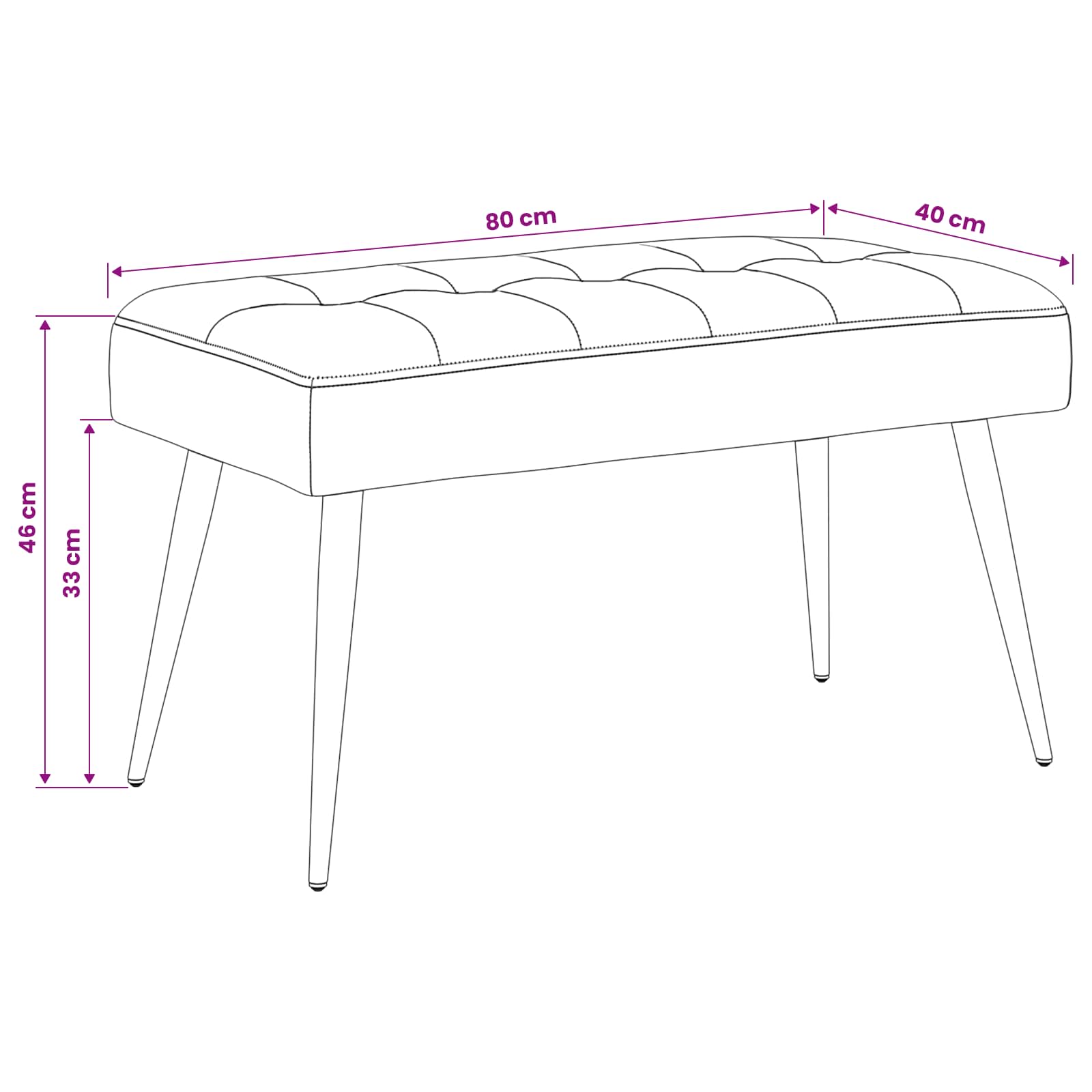 Black Velvet Tufted Bench 80cm | Simpledeals