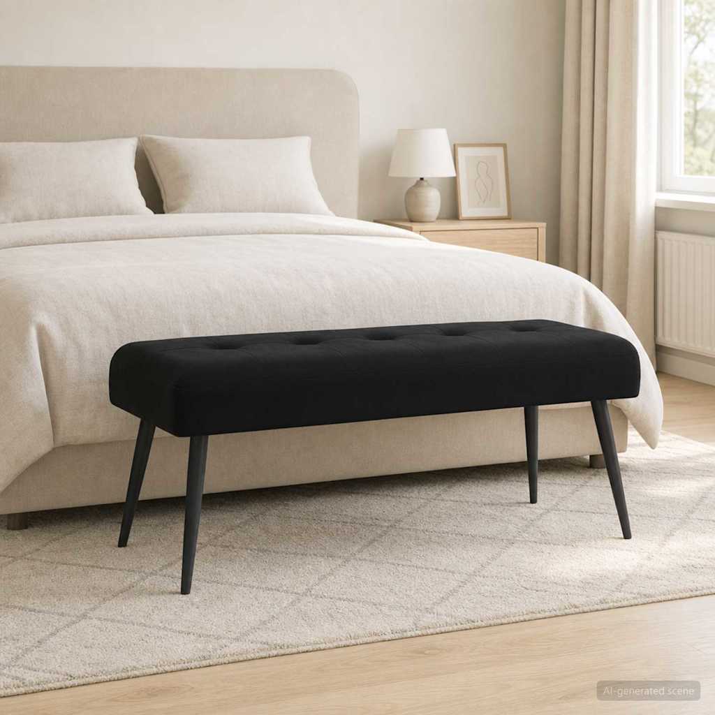 Black Velvet Tufted Bench 110cm | Simpledeals
