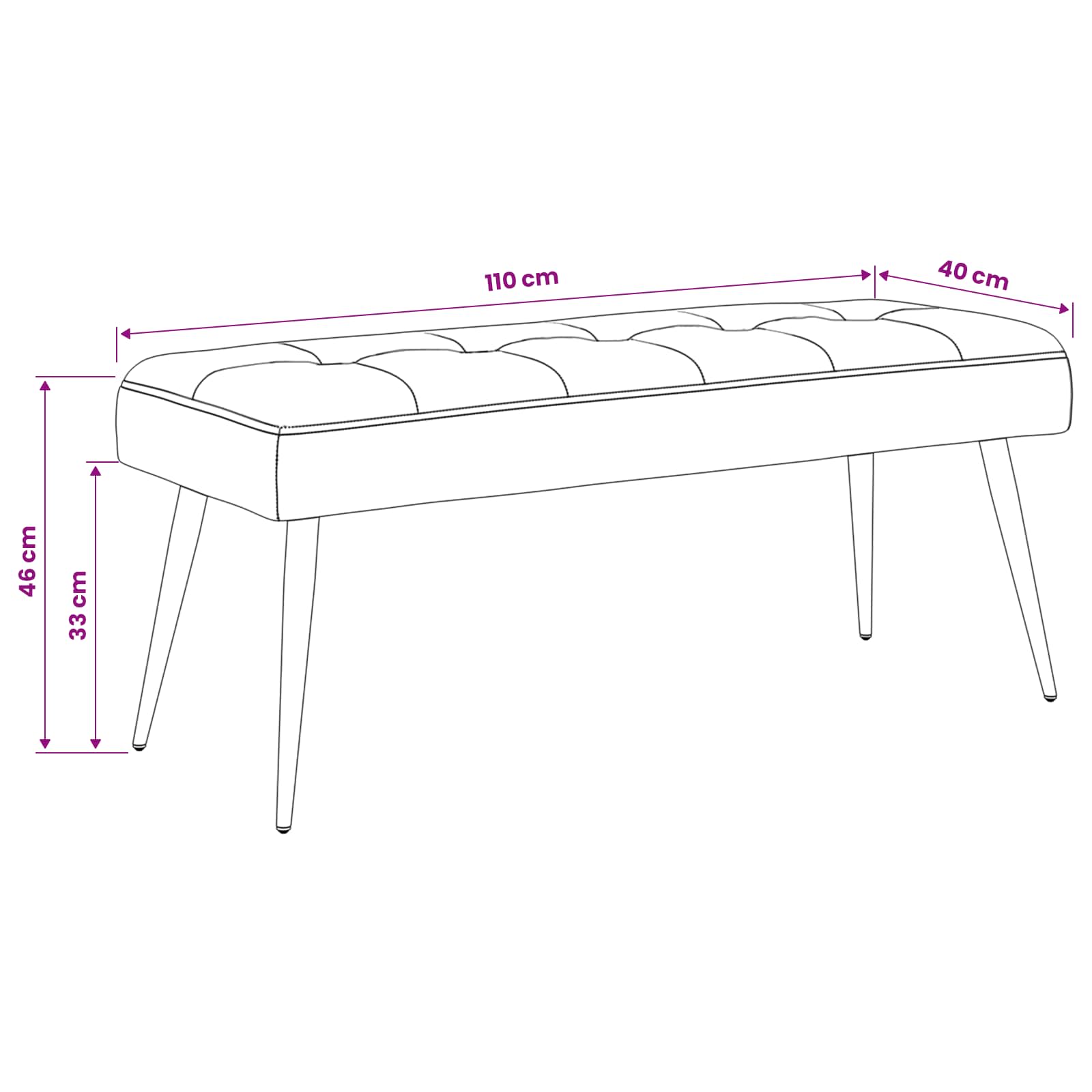 Black Velvet Tufted Bench 110cm | Simpledeals