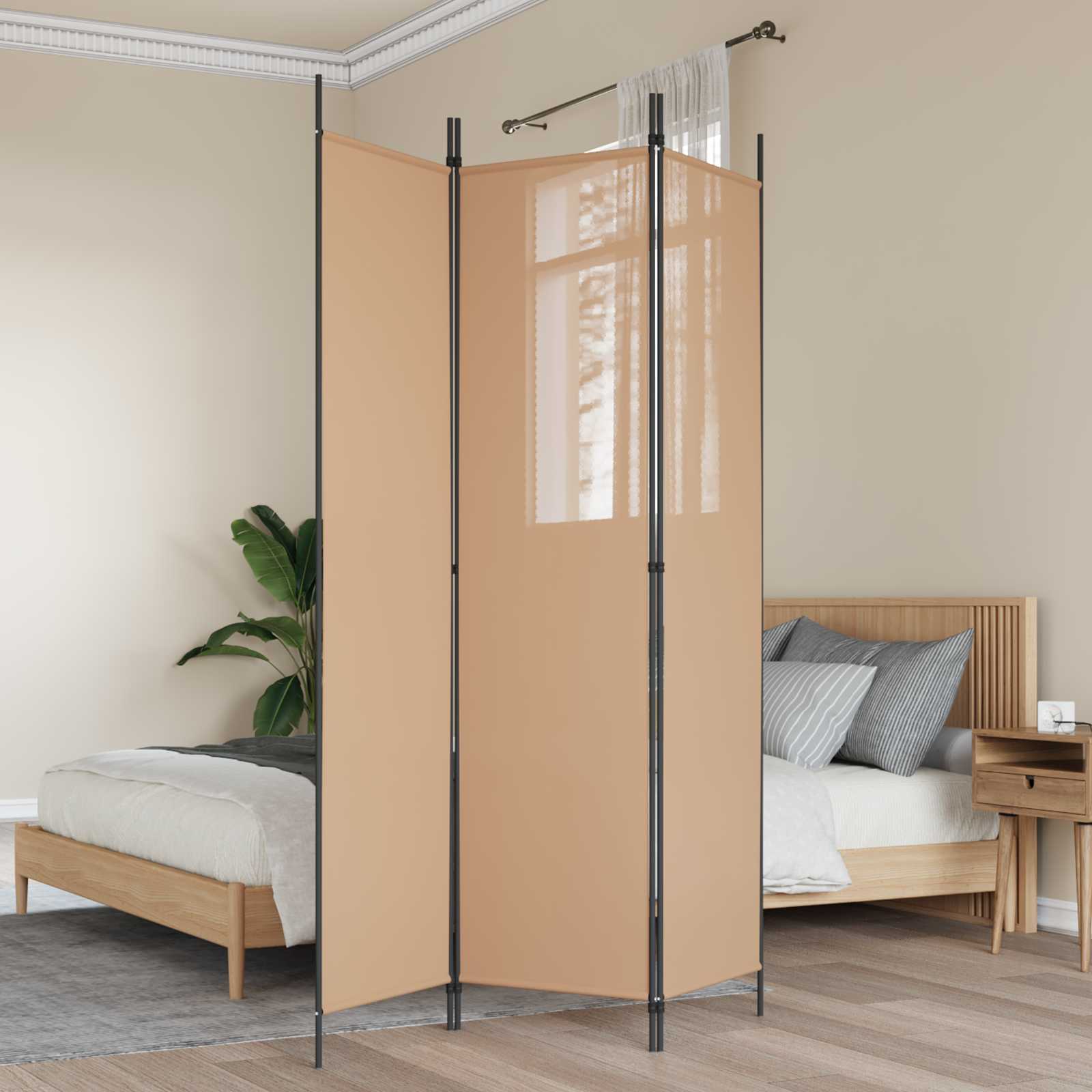 3-Panel Fabric Room Divider Beige 150x200cm | Simpledeals