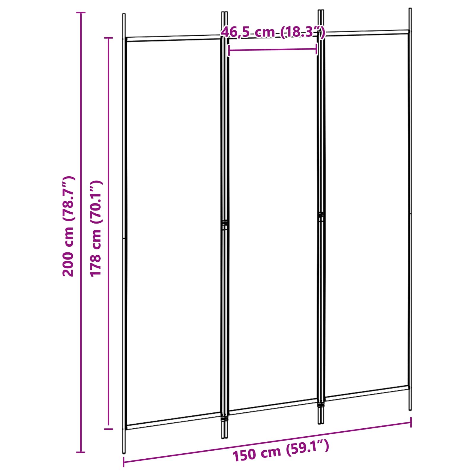 3-Panel Fabric Room Divider Beige 150x200cm | Simpledeals