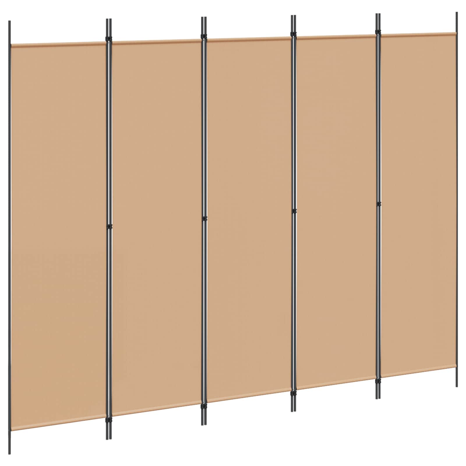 5-Panel Room Divider Beige Fabric 250x200cm | Simpledeals