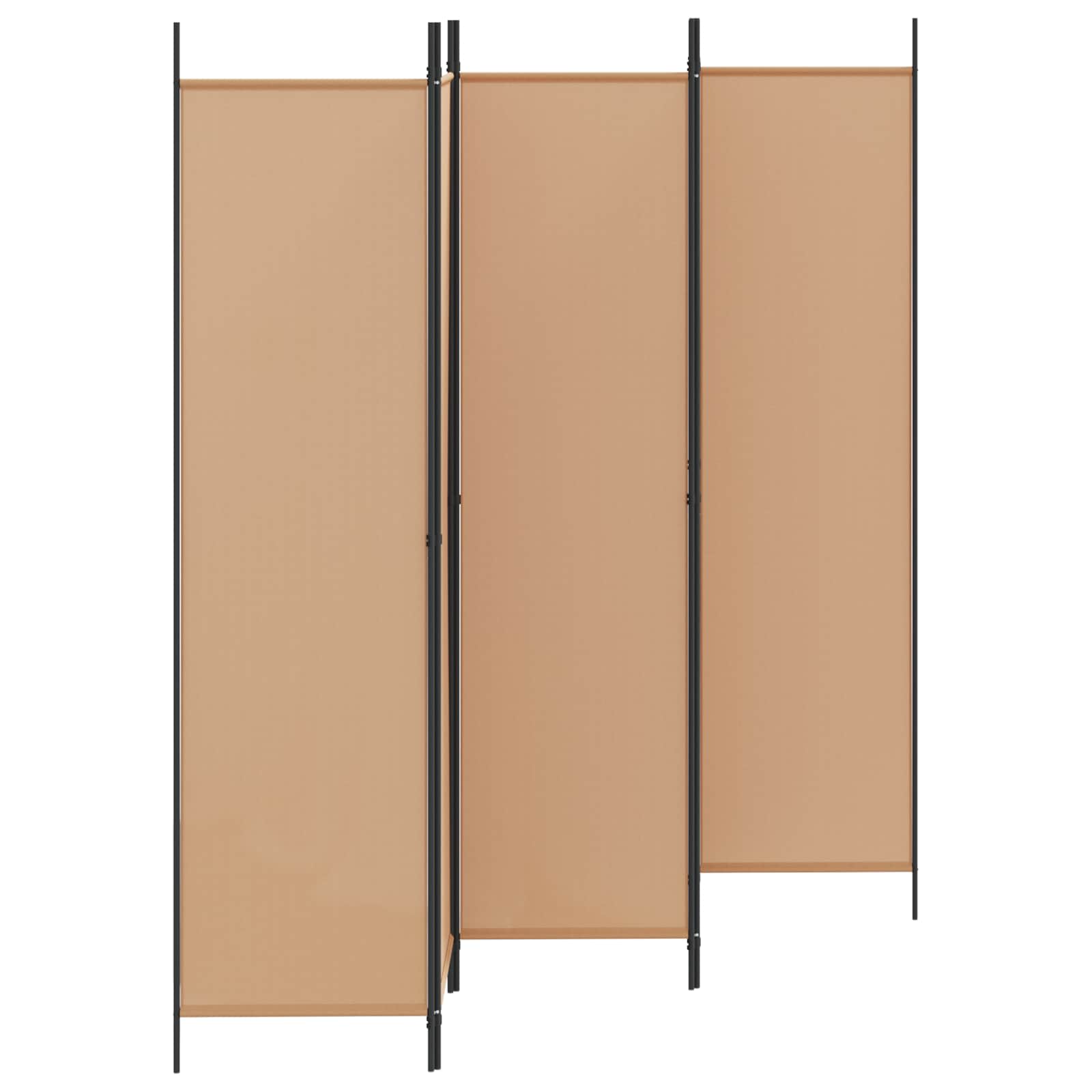 5-Panel Room Divider Beige Fabric 250x200cm | Simpledeals