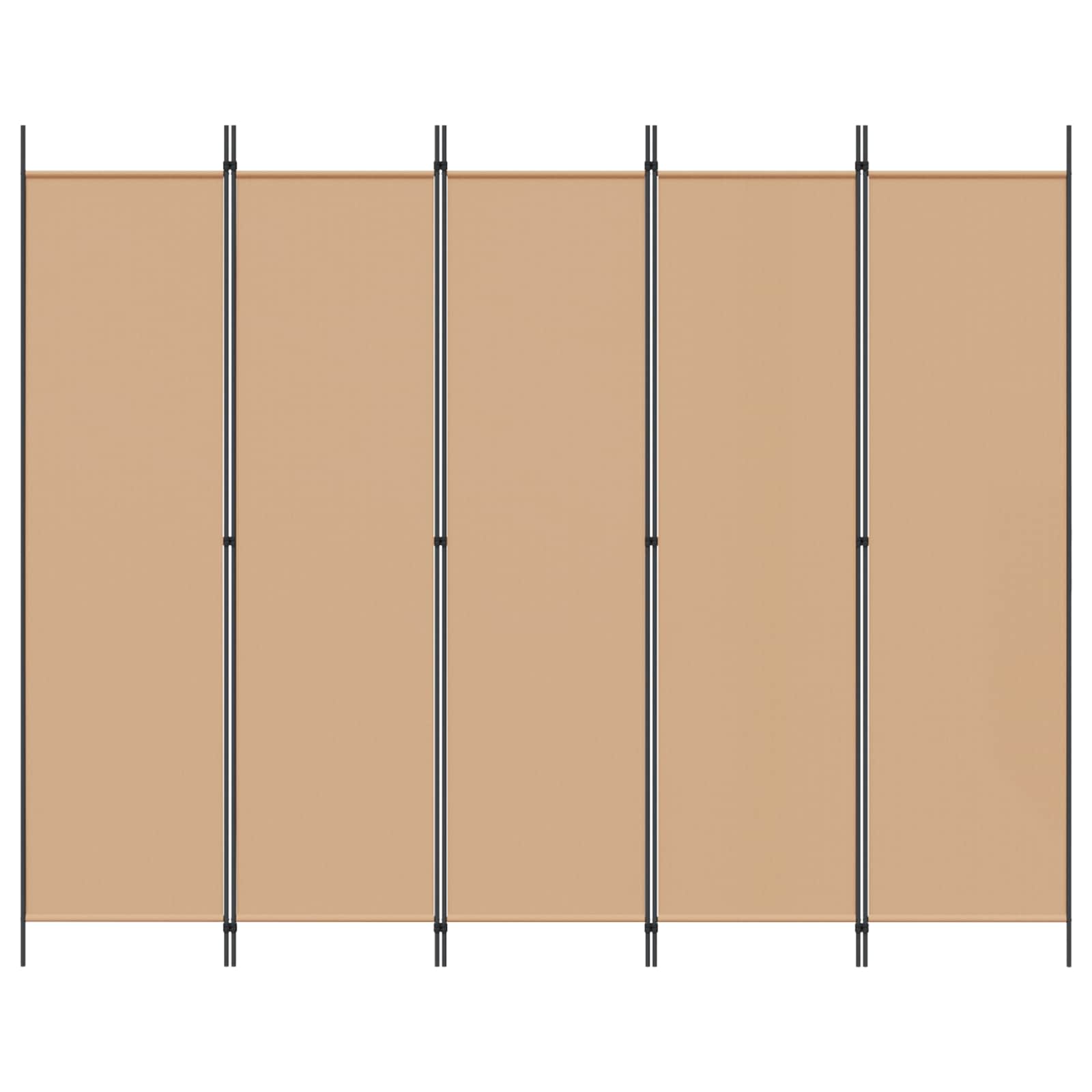 5-Panel Room Divider Beige Fabric 250x200cm | Simpledeals