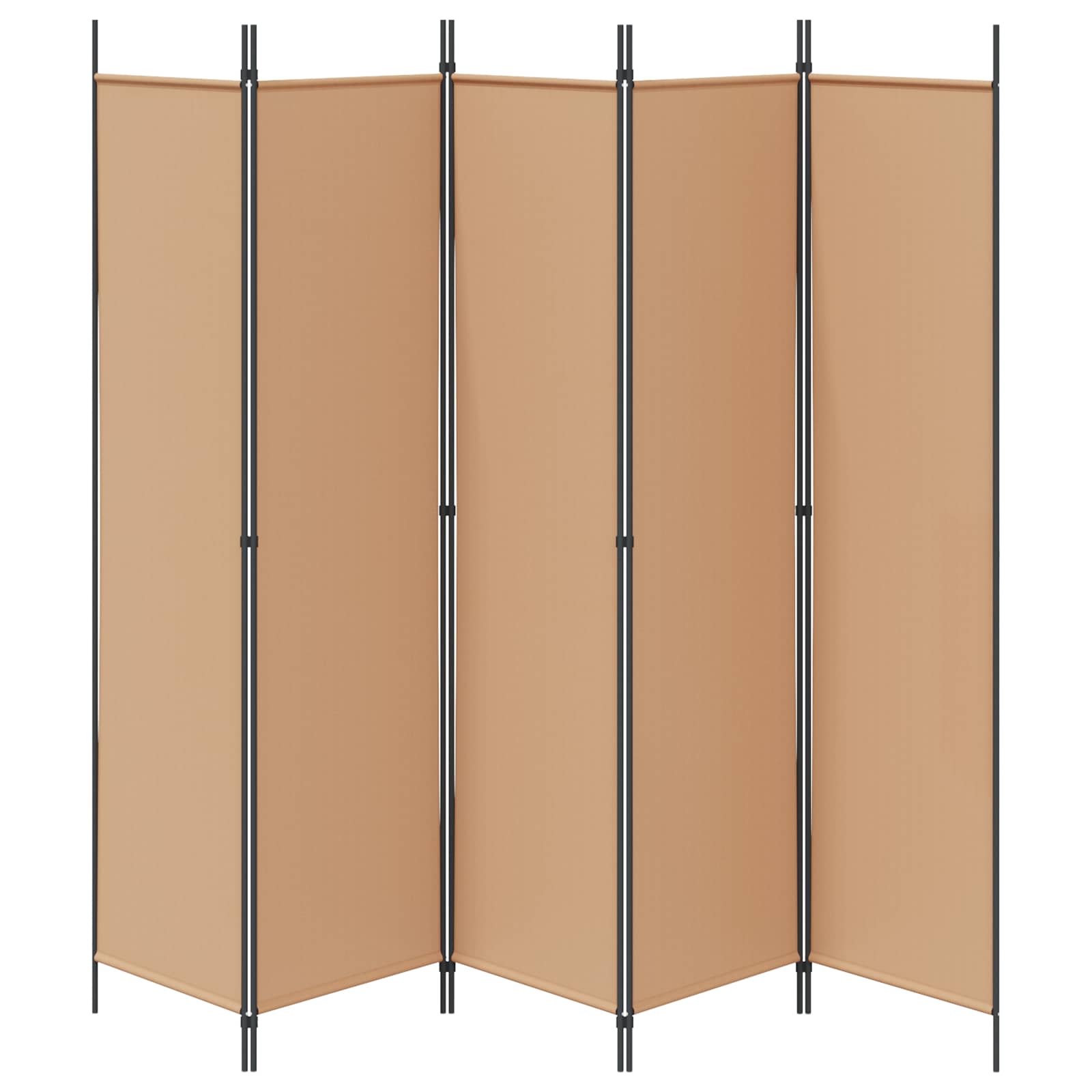 5-Panel Room Divider Beige Fabric 250x200cm | Simpledeals
