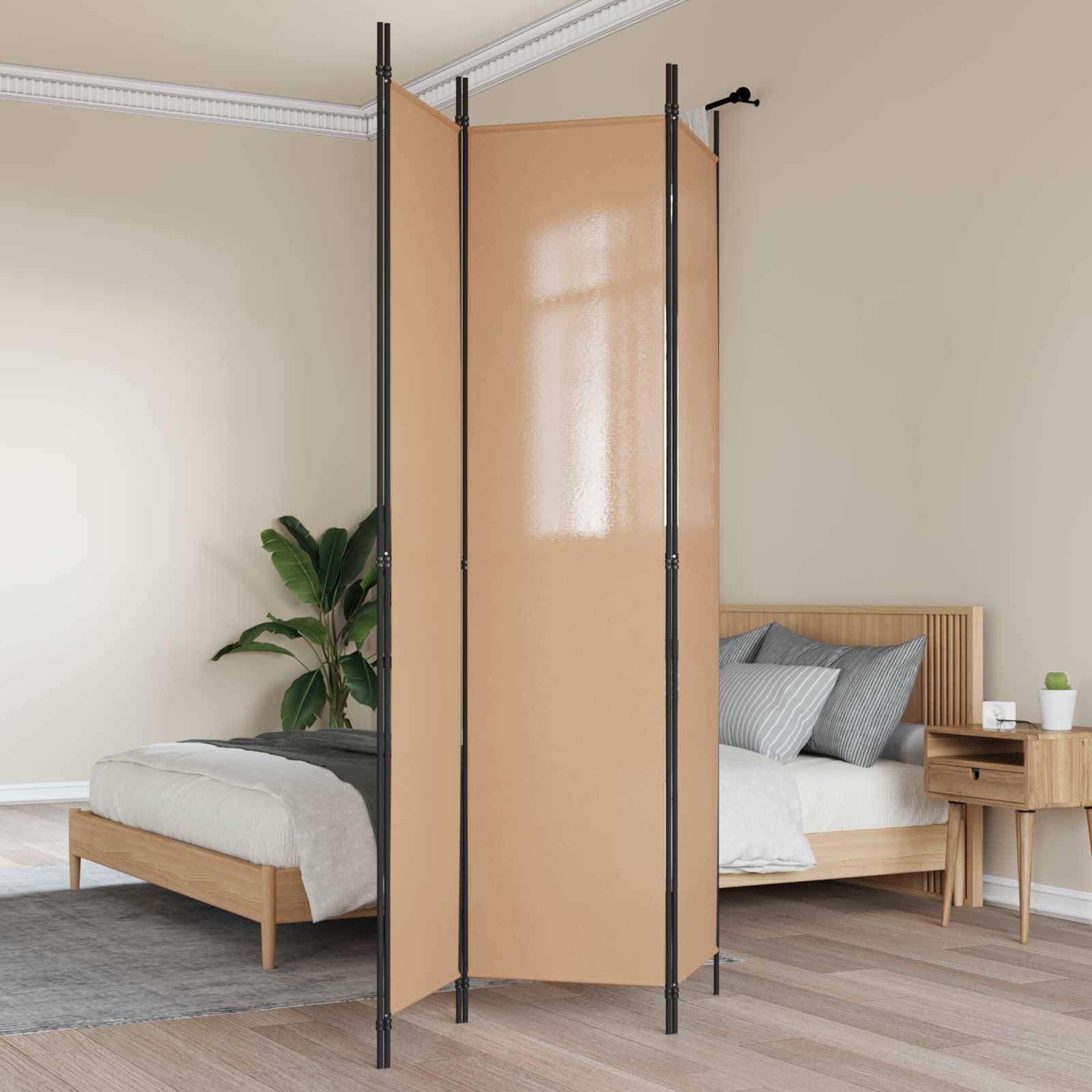3-Panel Fabric Room Divider Beige 150x220cm | Simpledeals