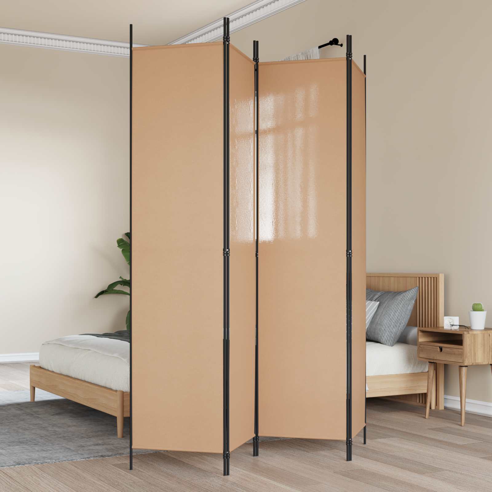 4-Panel Fabric Room Divider 200x220cm | Simpledeals