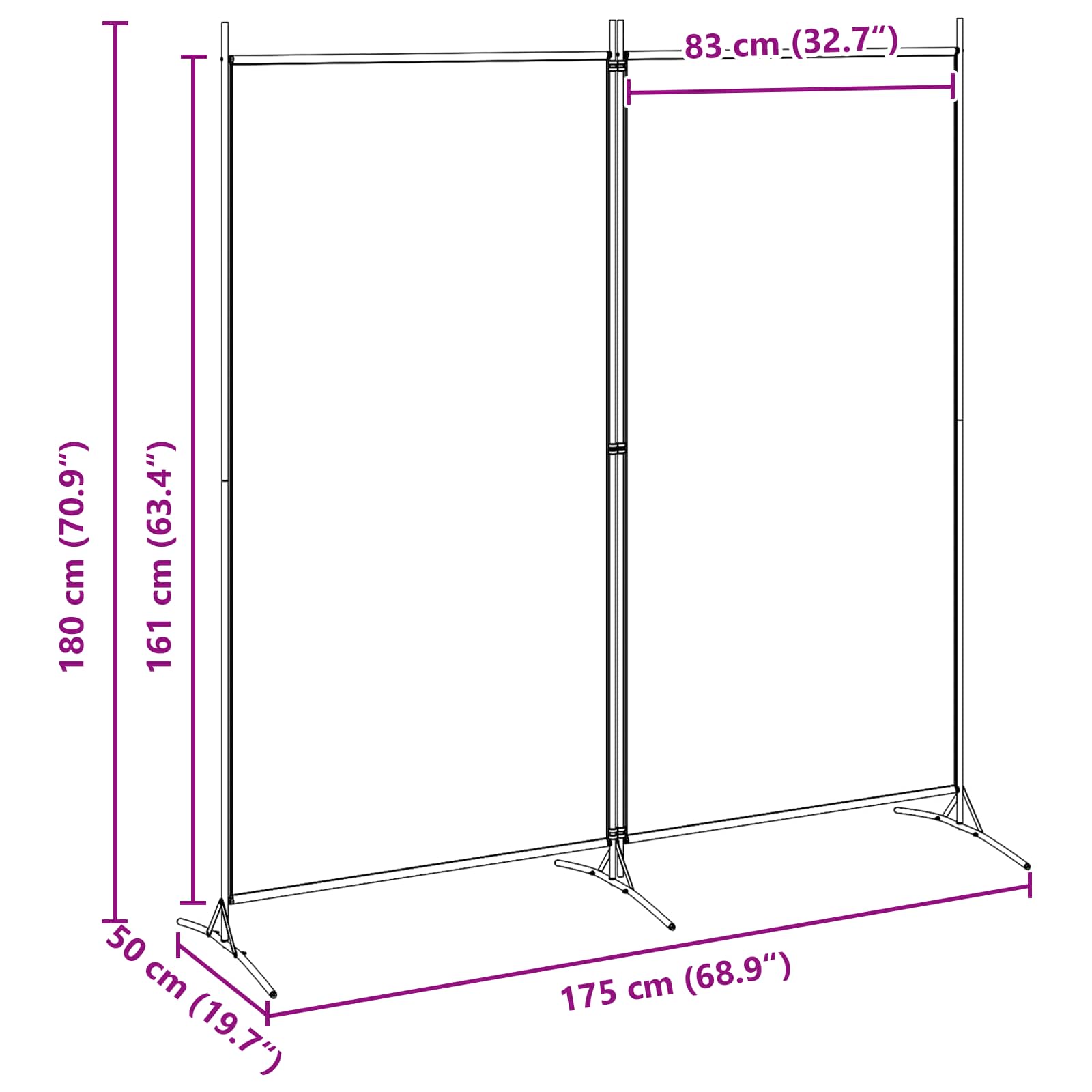 2-Panel Fabric Room Divider Beige 175x180cm | Simpledeals