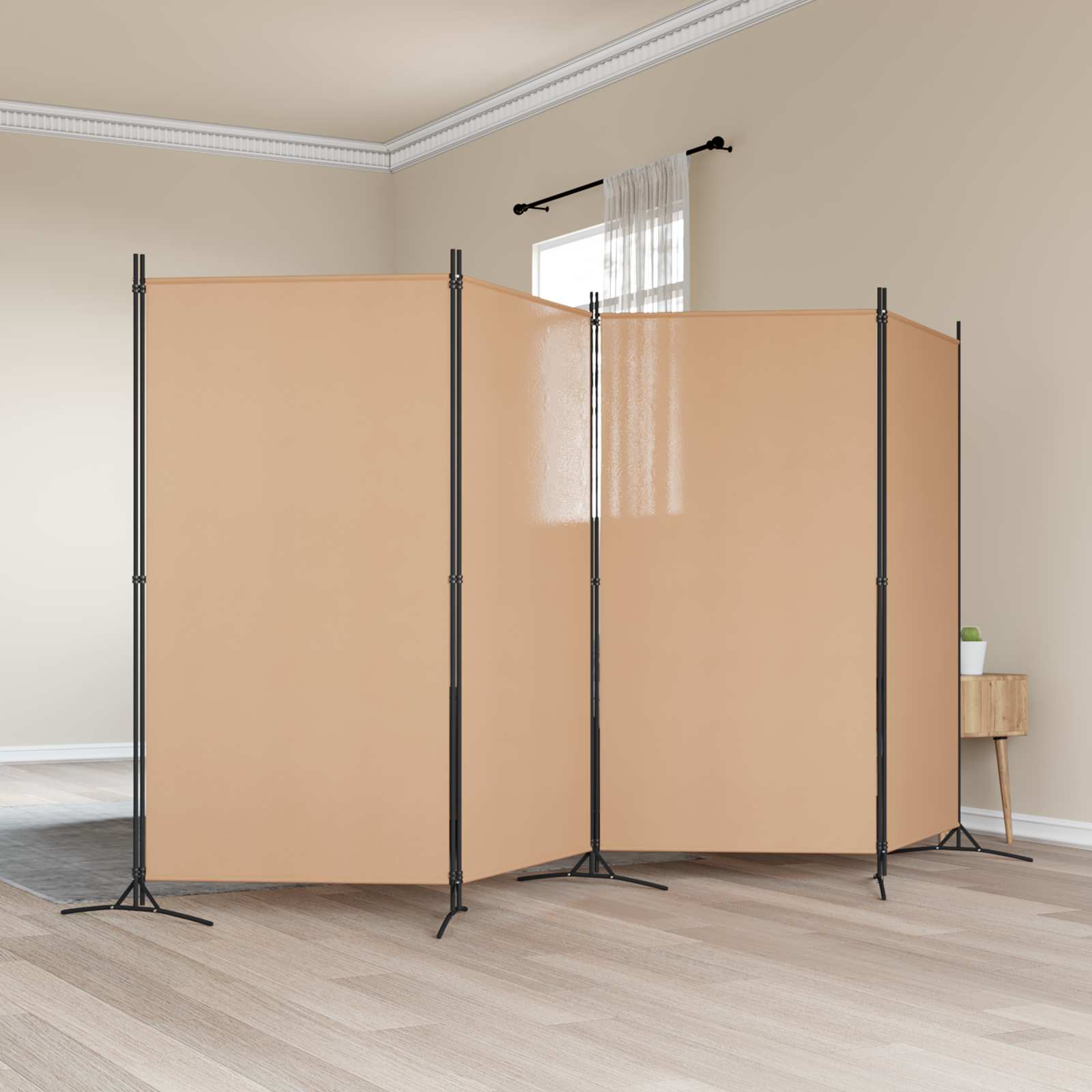 4-Panel Fabric Room Divider Beige 346cm | Simpledeals