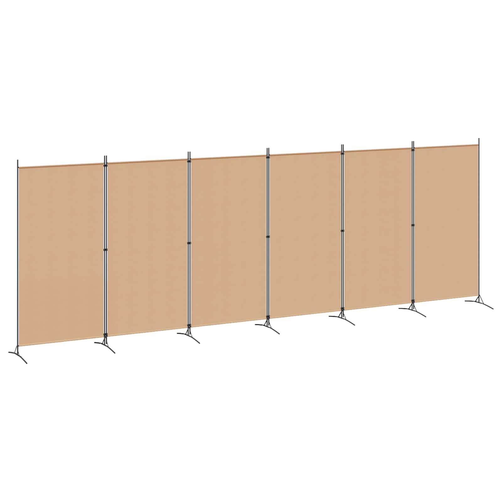 6 Panel Room Divider Beige Fabric 520cm | Simpledeals