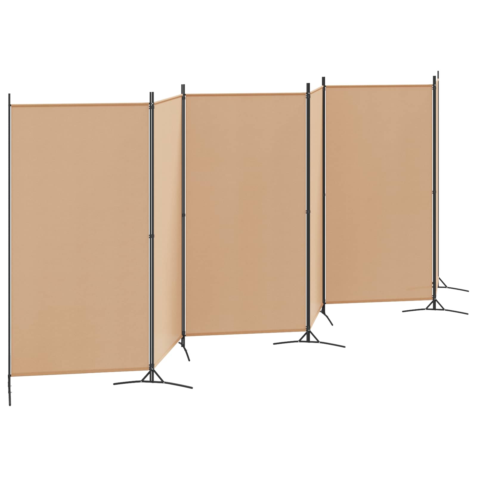 6 Panel Room Divider Beige Fabric 520cm | Simpledeals