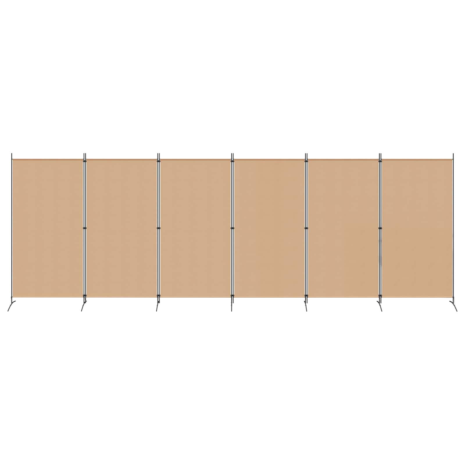 6 Panel Room Divider Beige Fabric 520cm | Simpledeals