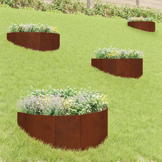 Steel Garden Edging 4pc Rusty Finish | Simpledeals