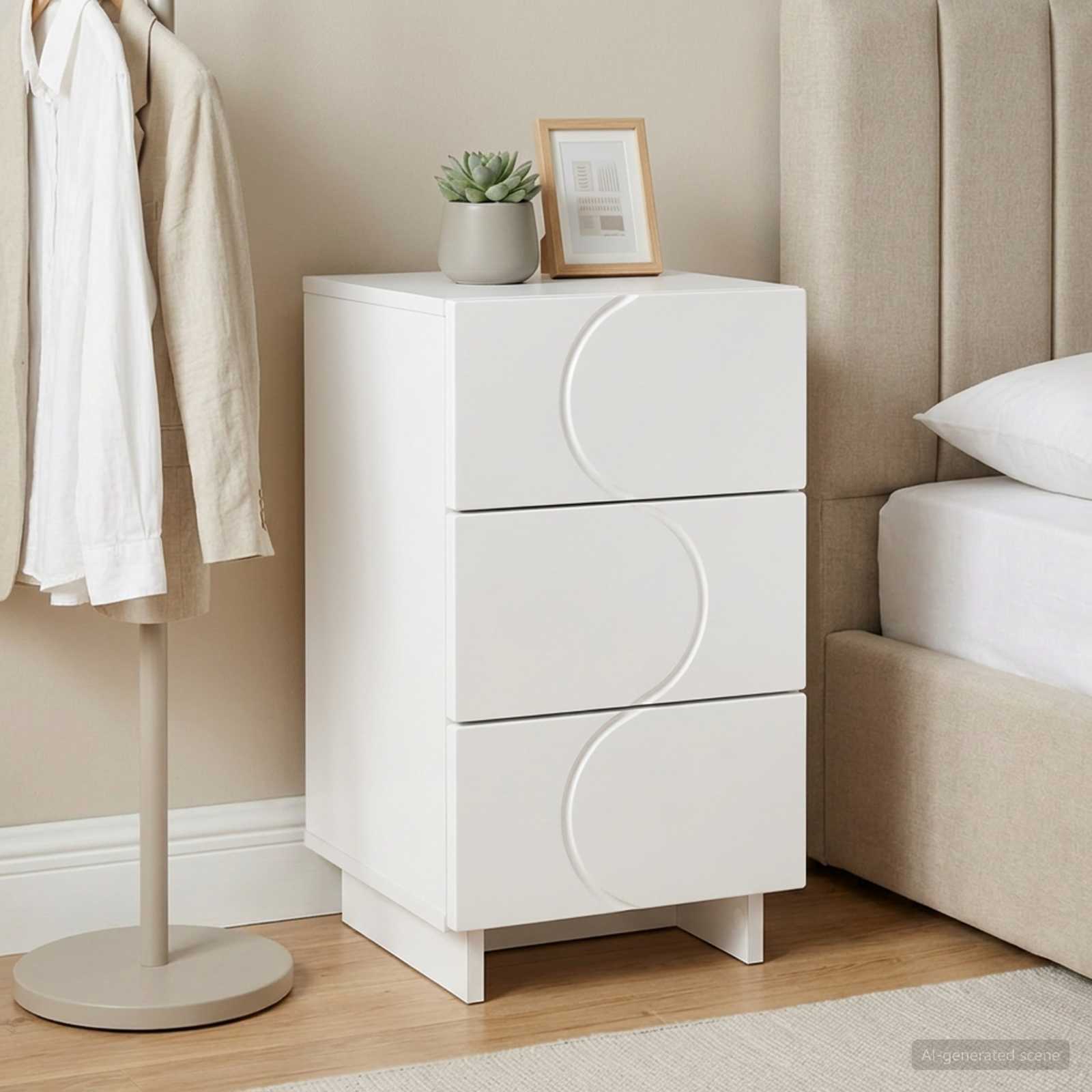White Bedside Cabinet Table 33.5x34.5x60cm