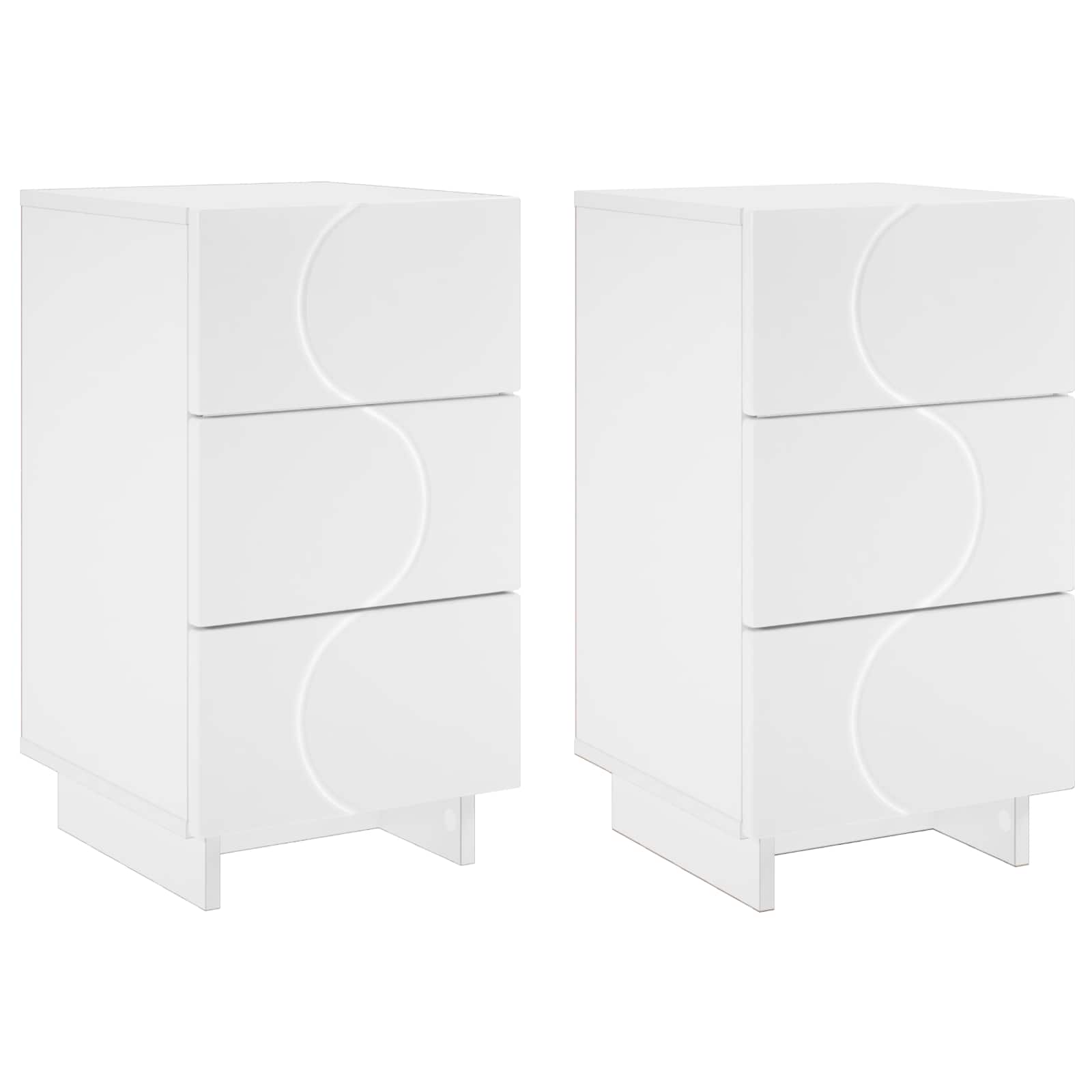 White Bedside Cabinet Set 33.5x34.5x60cm