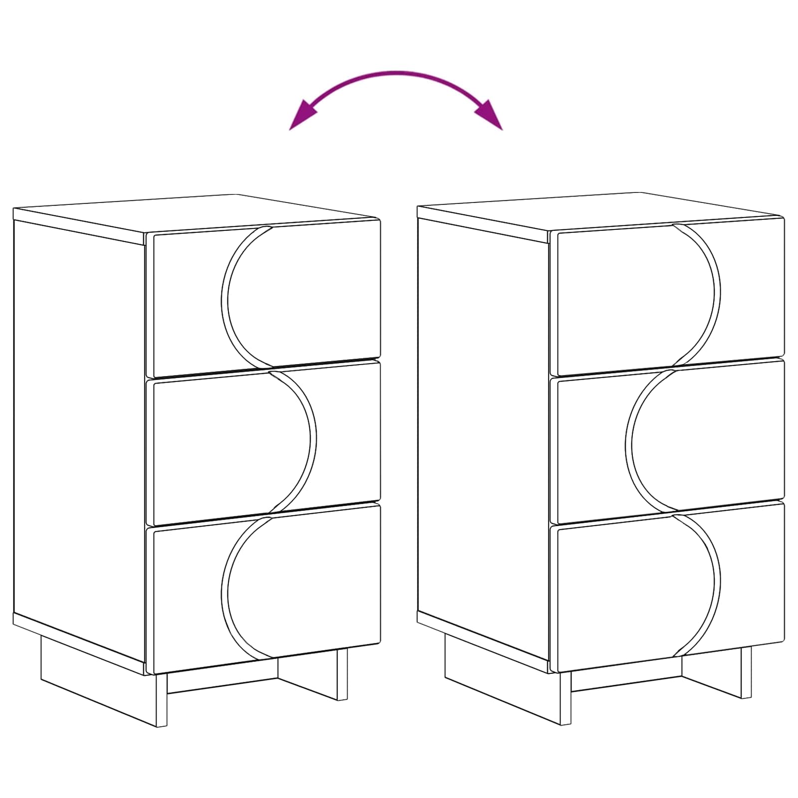 White Bedside Cabinet Set 33.5x34.5x60cm