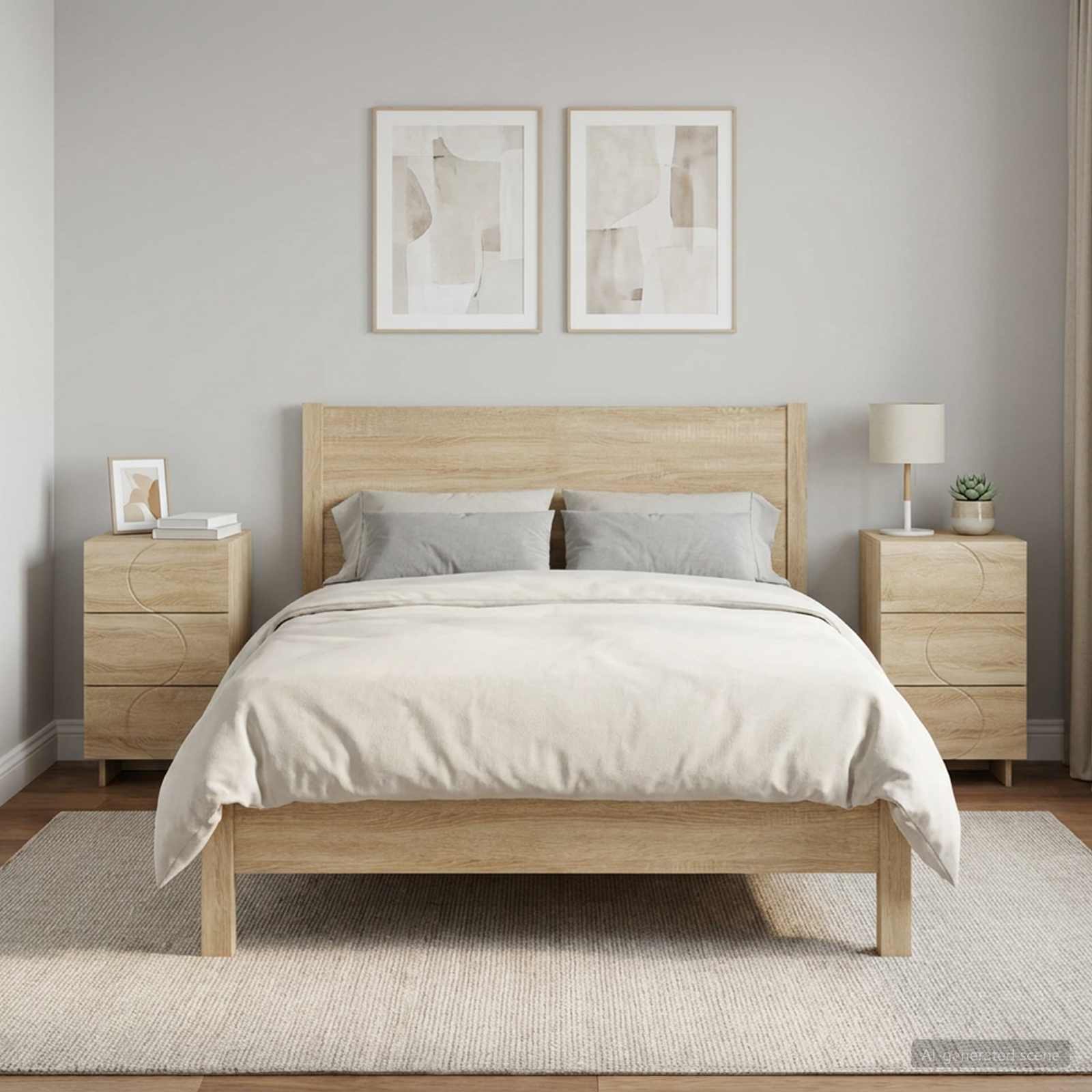 Bedside Cabinet Oak Finish 33.5x34.5x60cm
