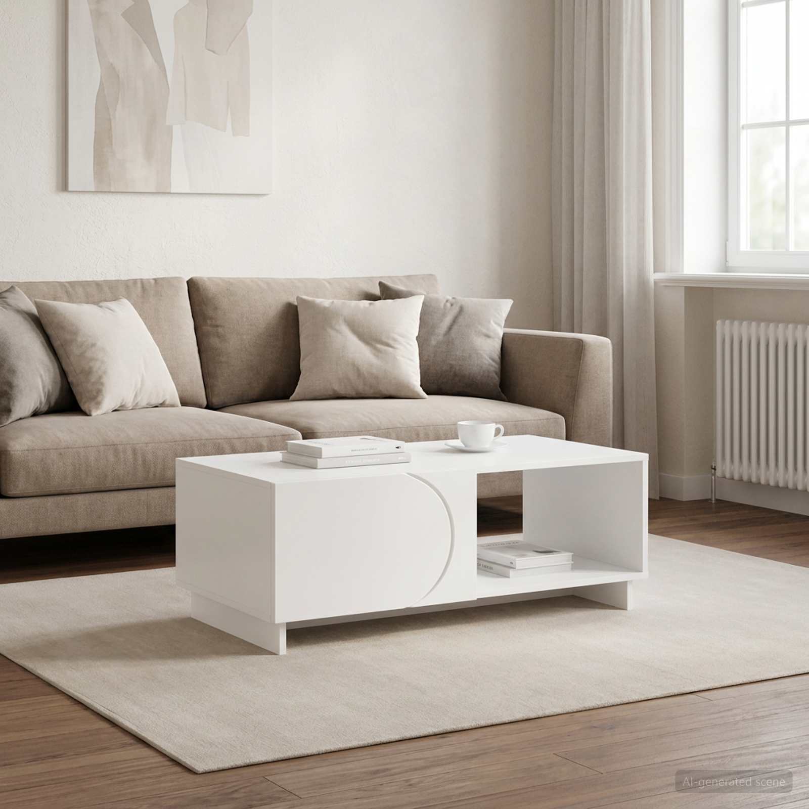 Coffee Table White Engineered 95x50.5x35cm