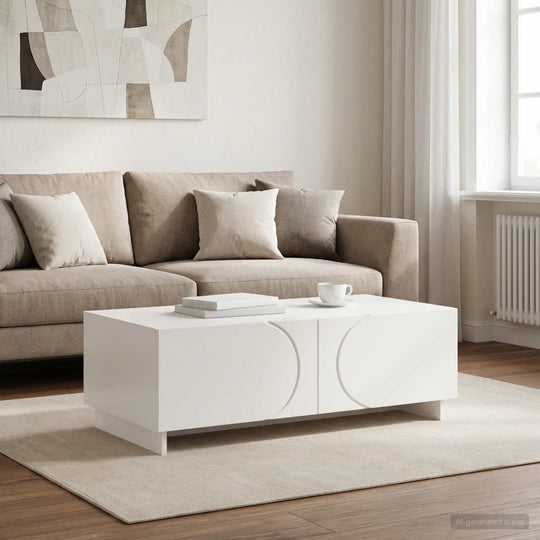 White Coffee Table Engineered Wood 102x50.5x35cm
