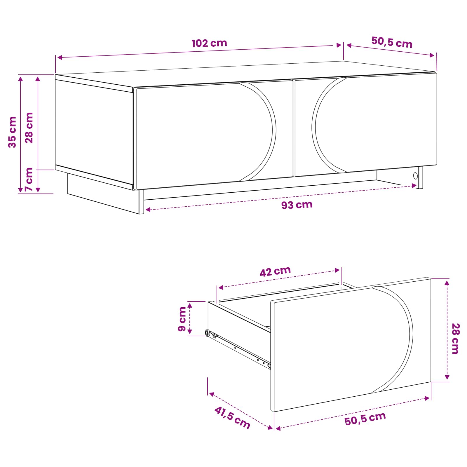 White Coffee Table Engineered Wood 102x50.5x35cm