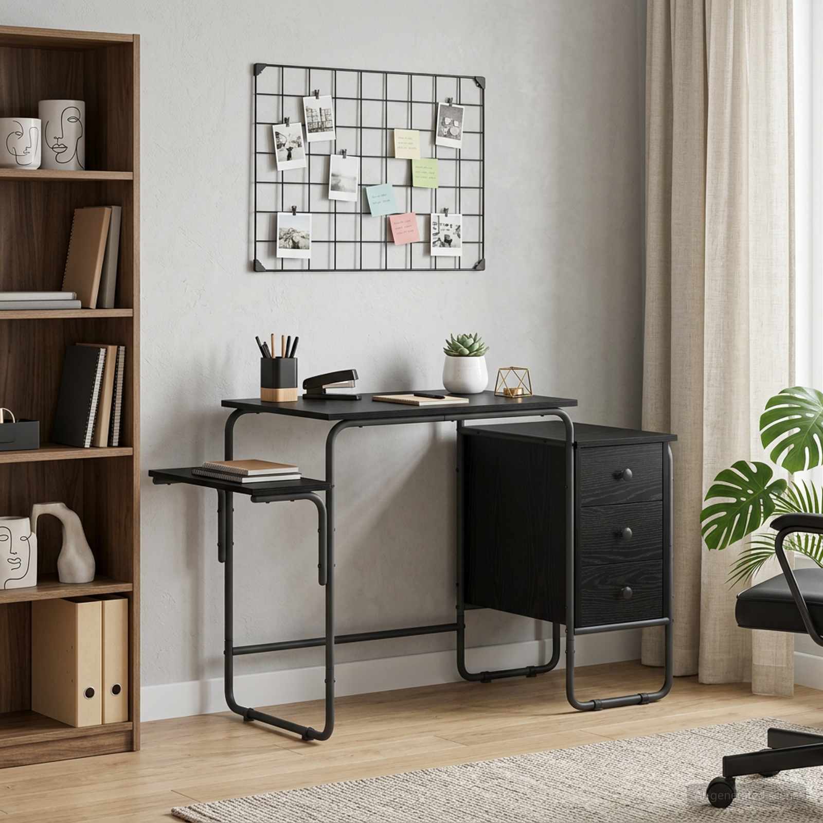 Office Desk Black Storage 120x50x75cm