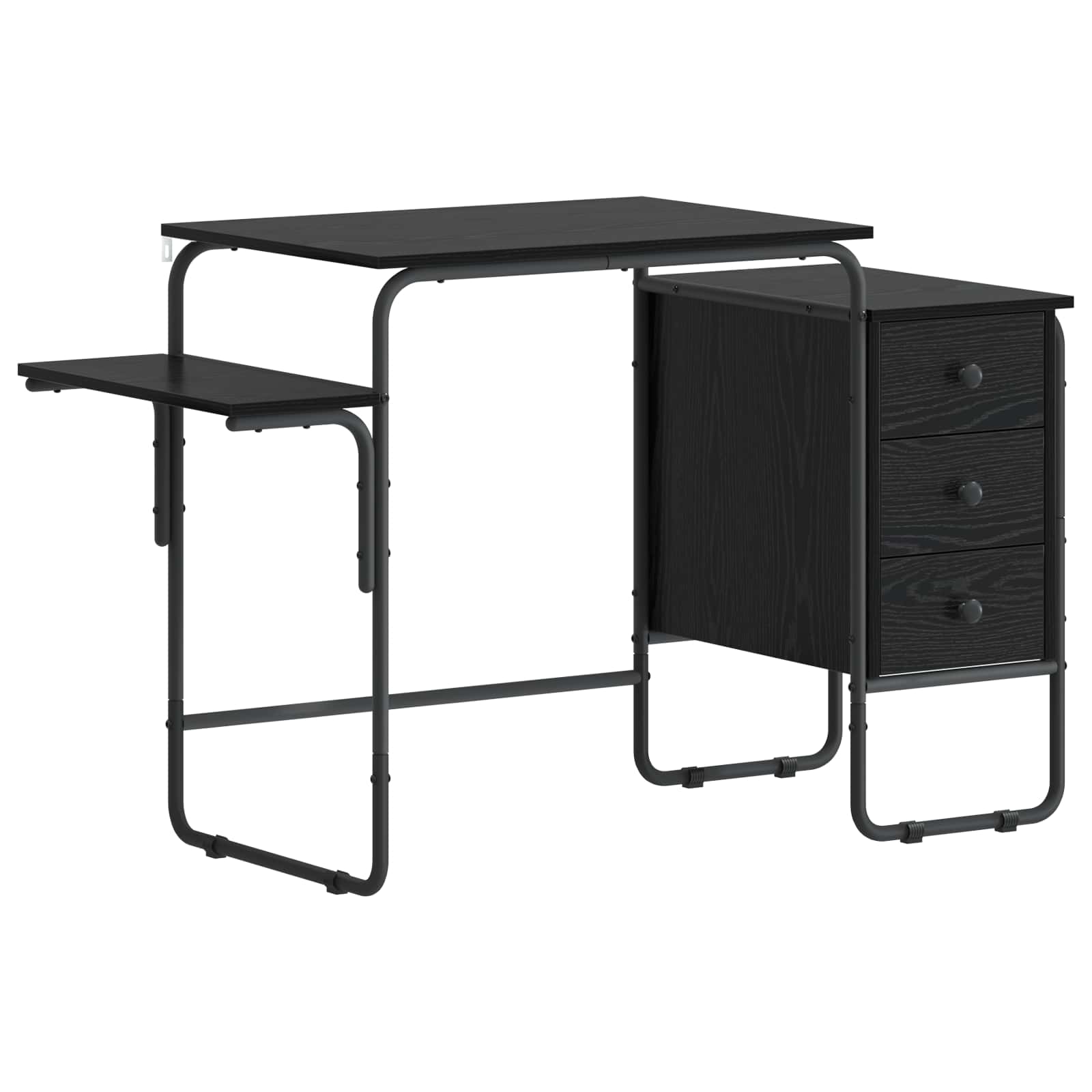 Office Desk Black Storage 120x50x75cm