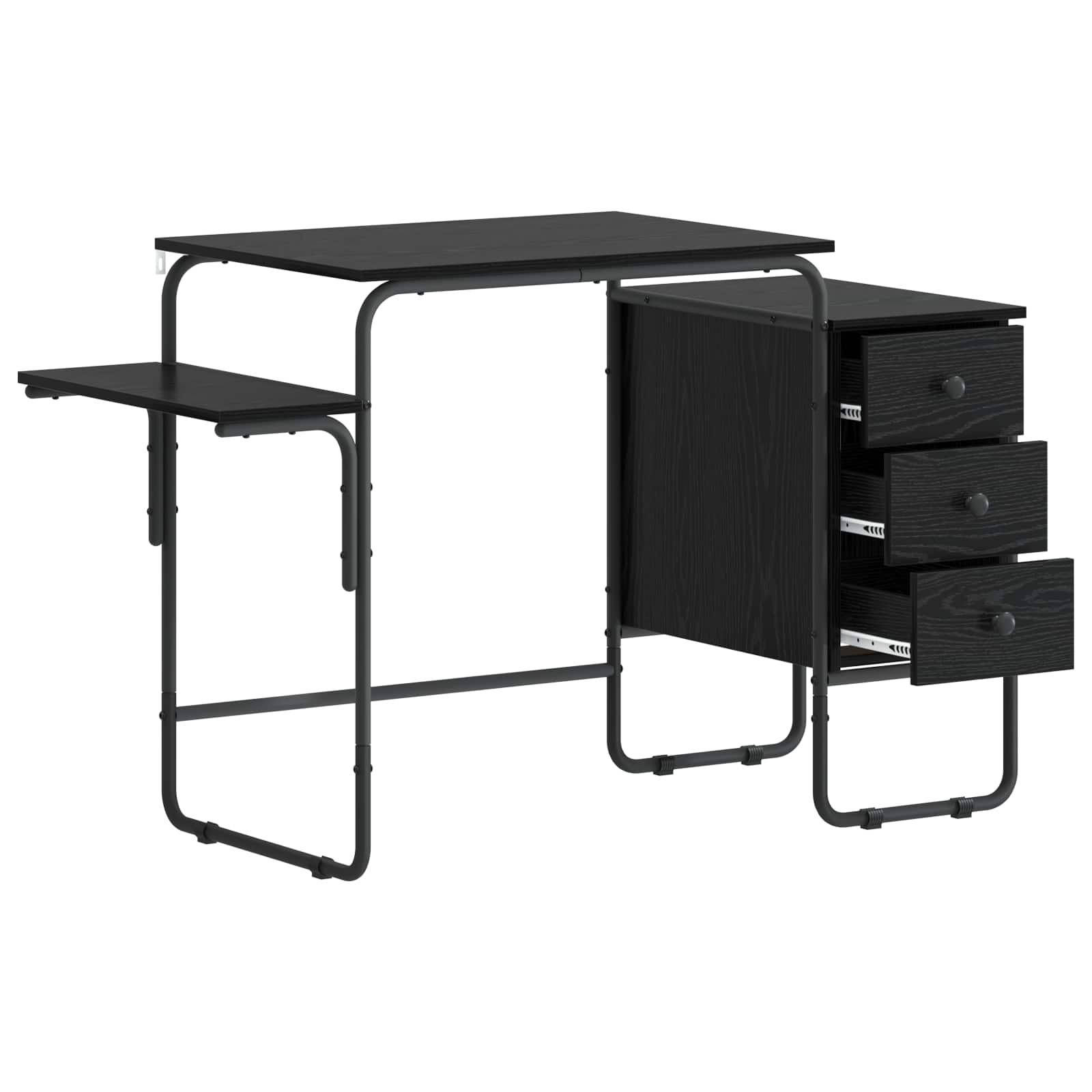 Office Desk Black Storage 120x50x75cm