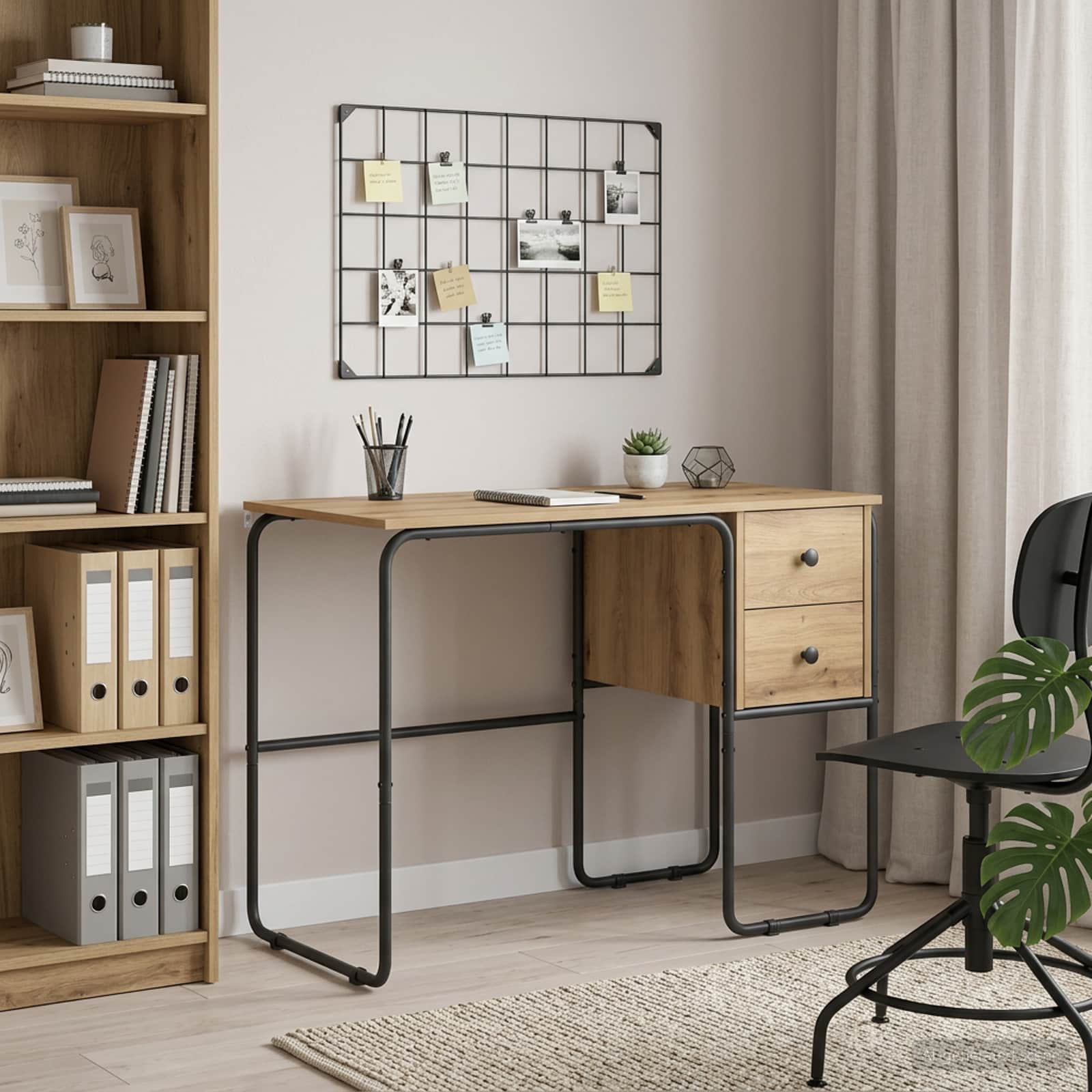 Oak Desk With Storage 100x50x75cm