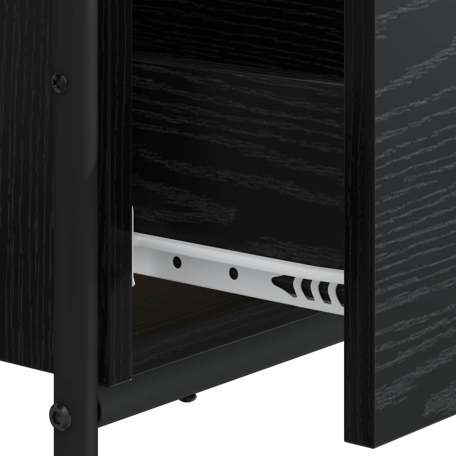 Office Desk Black Storage 145x50x75cm