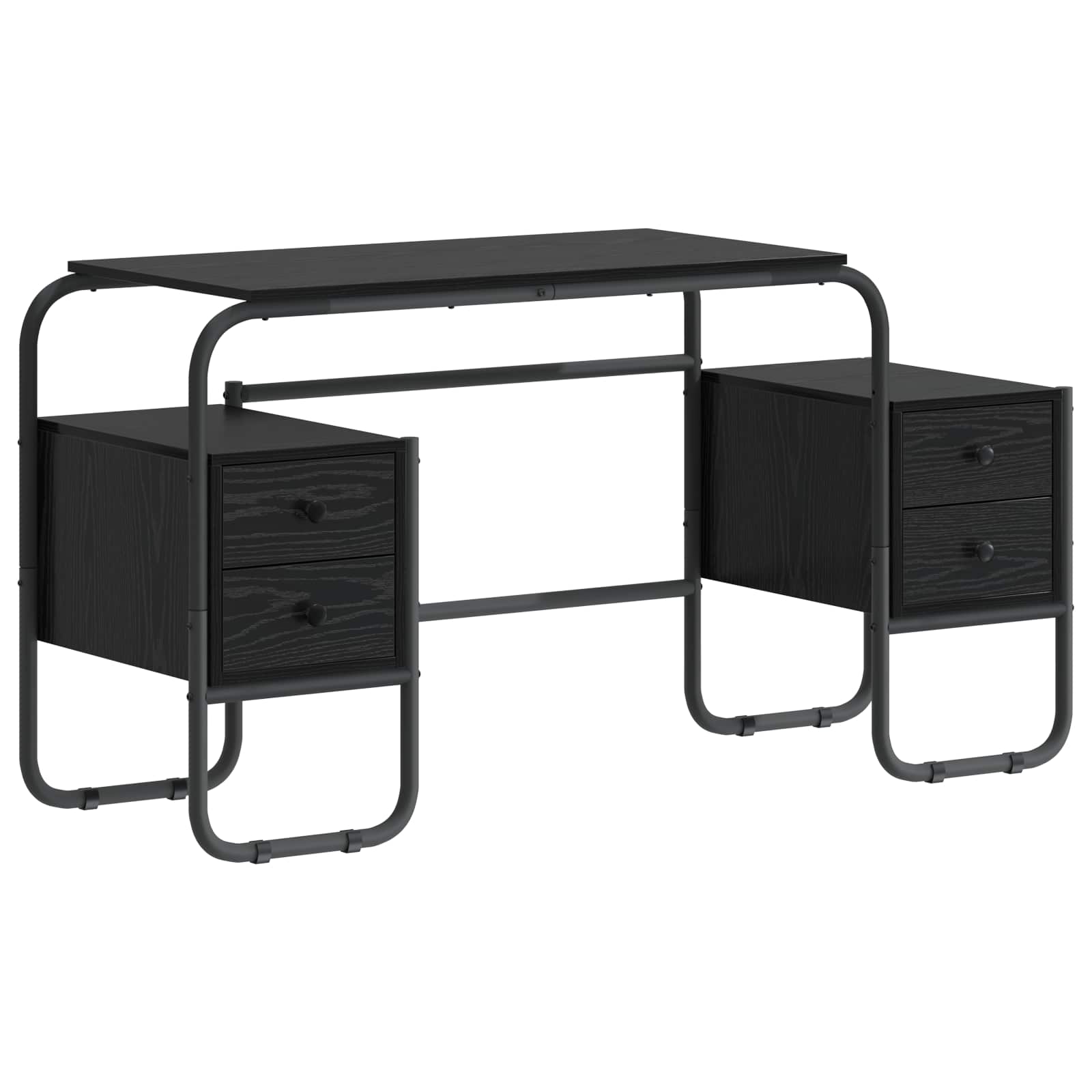 Office Desk Black Storage 145x50x75cm