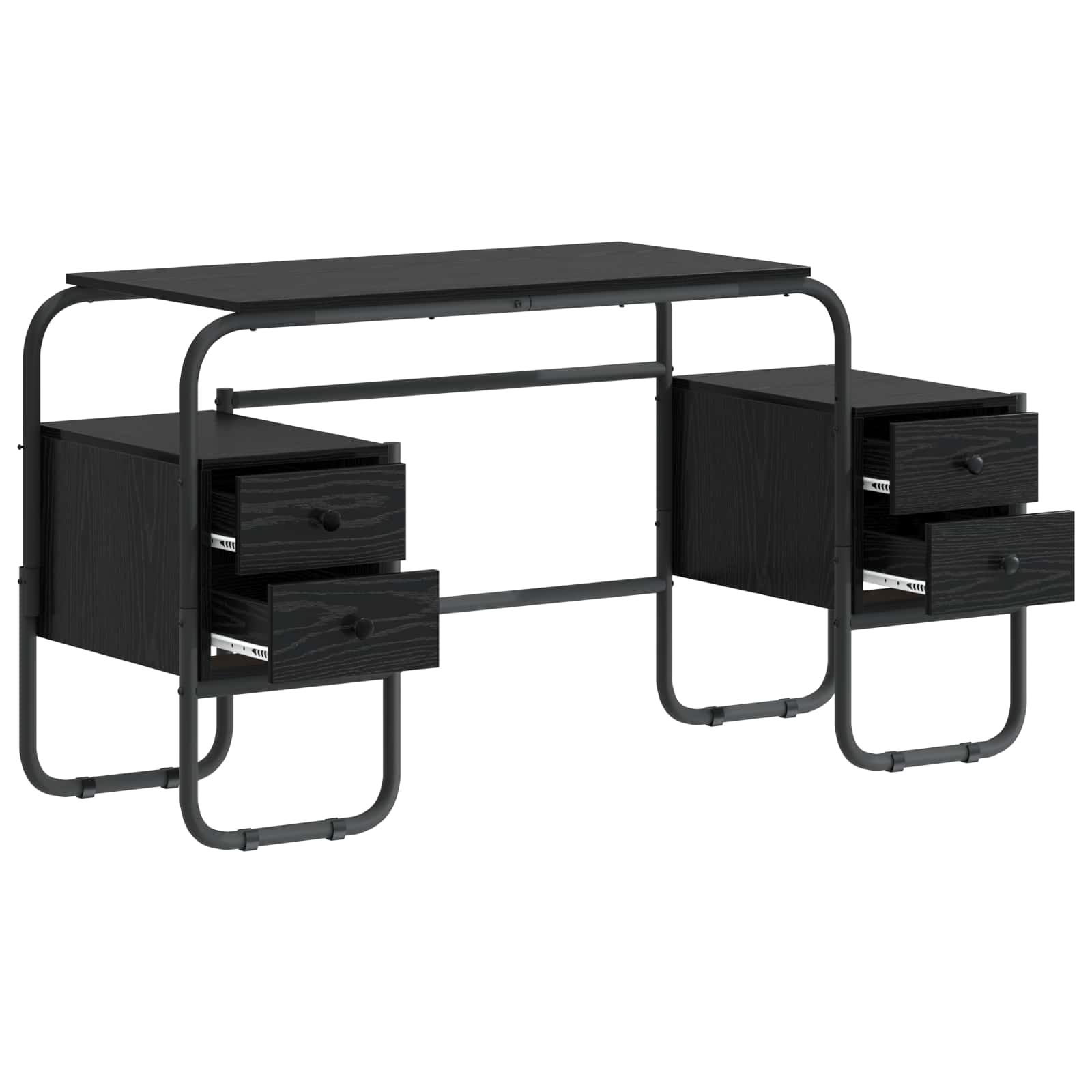 Office Desk Black Storage 145x50x75cm