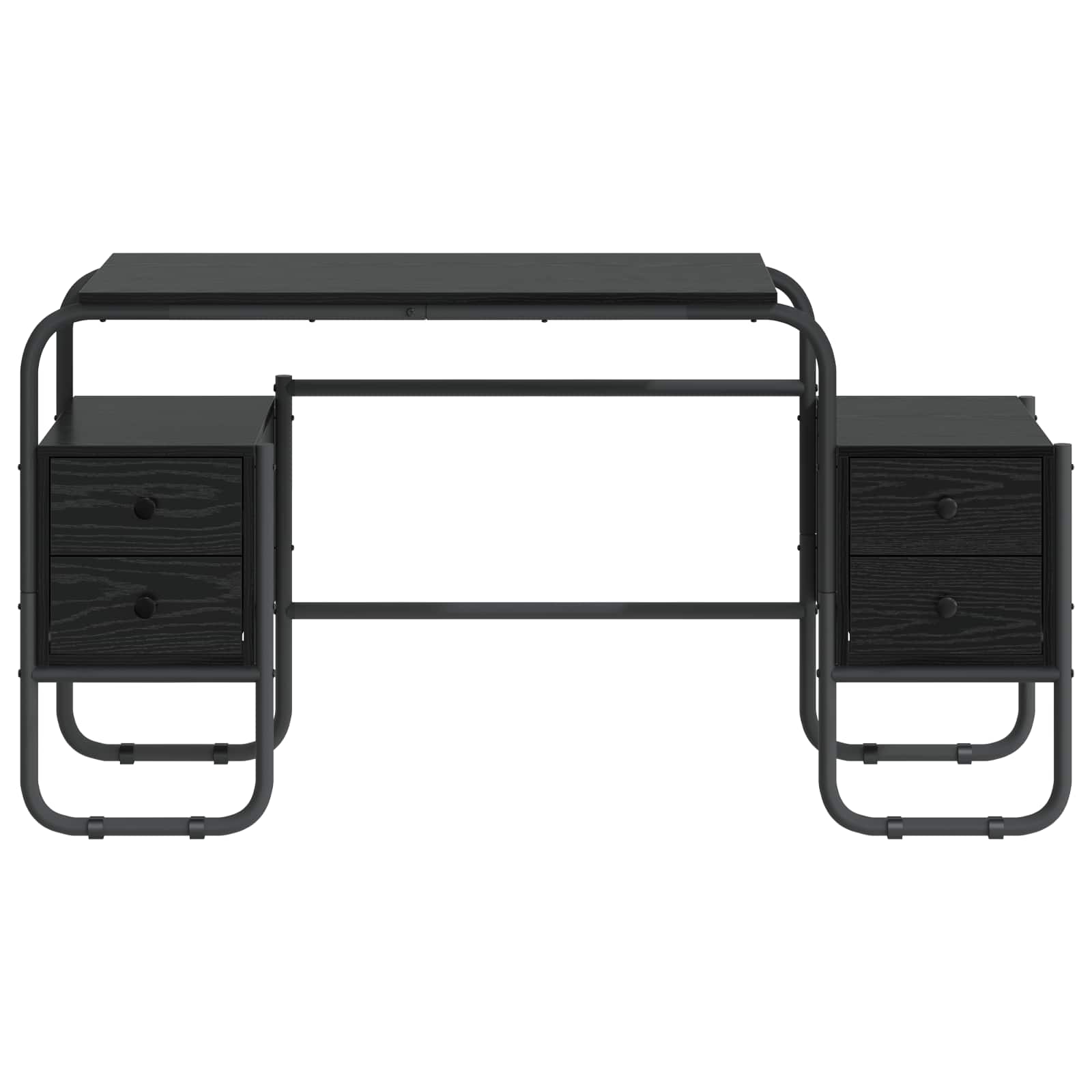 Office Desk Black Storage 145x50x75cm