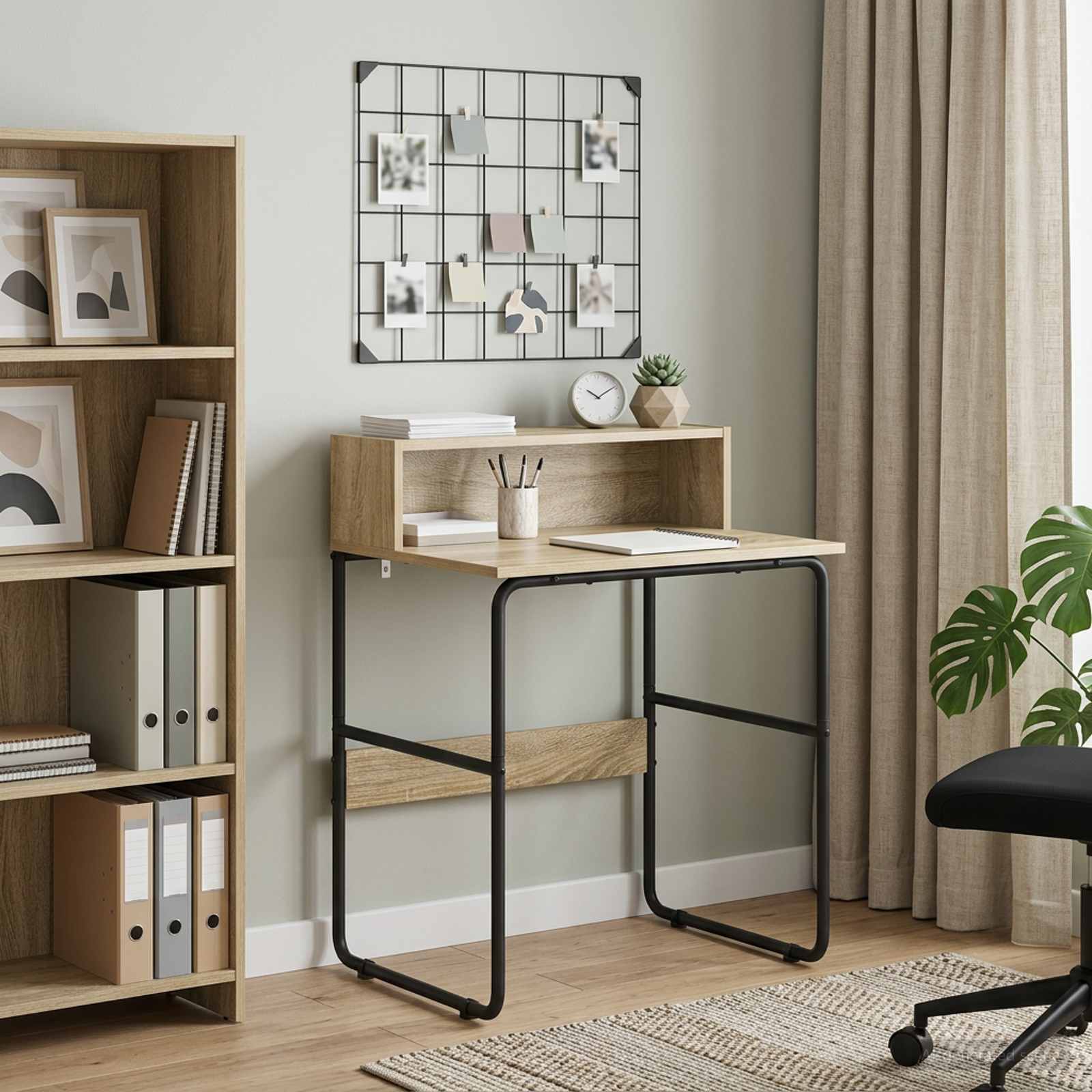Oak Desk With Storage 60x50x91cm