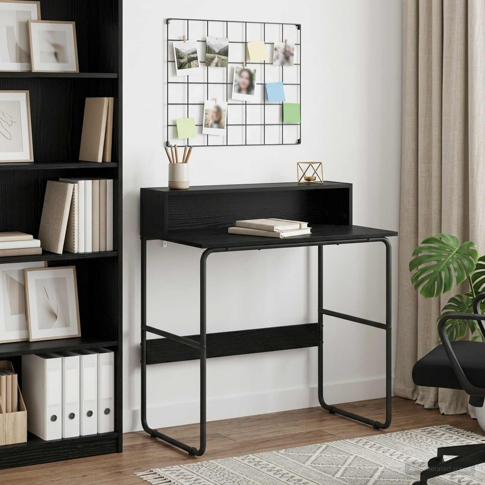 Desk With Storage Black Oak 80x50x91cm