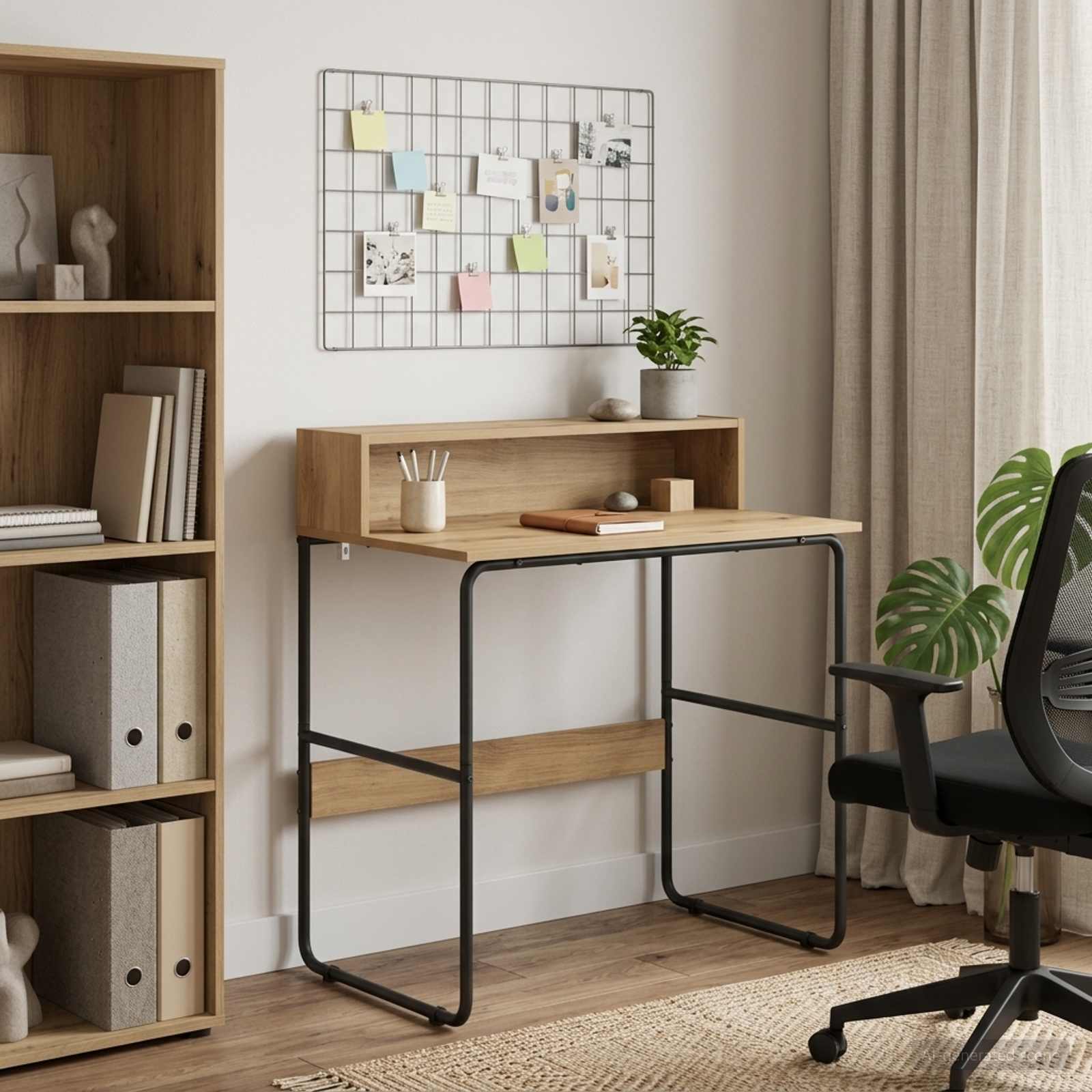 Office Desk Storage Oak 80x50x91cm