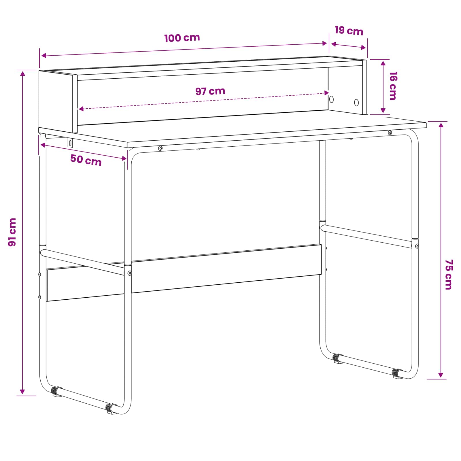 Office Desk Storage Black 100x50x91cm