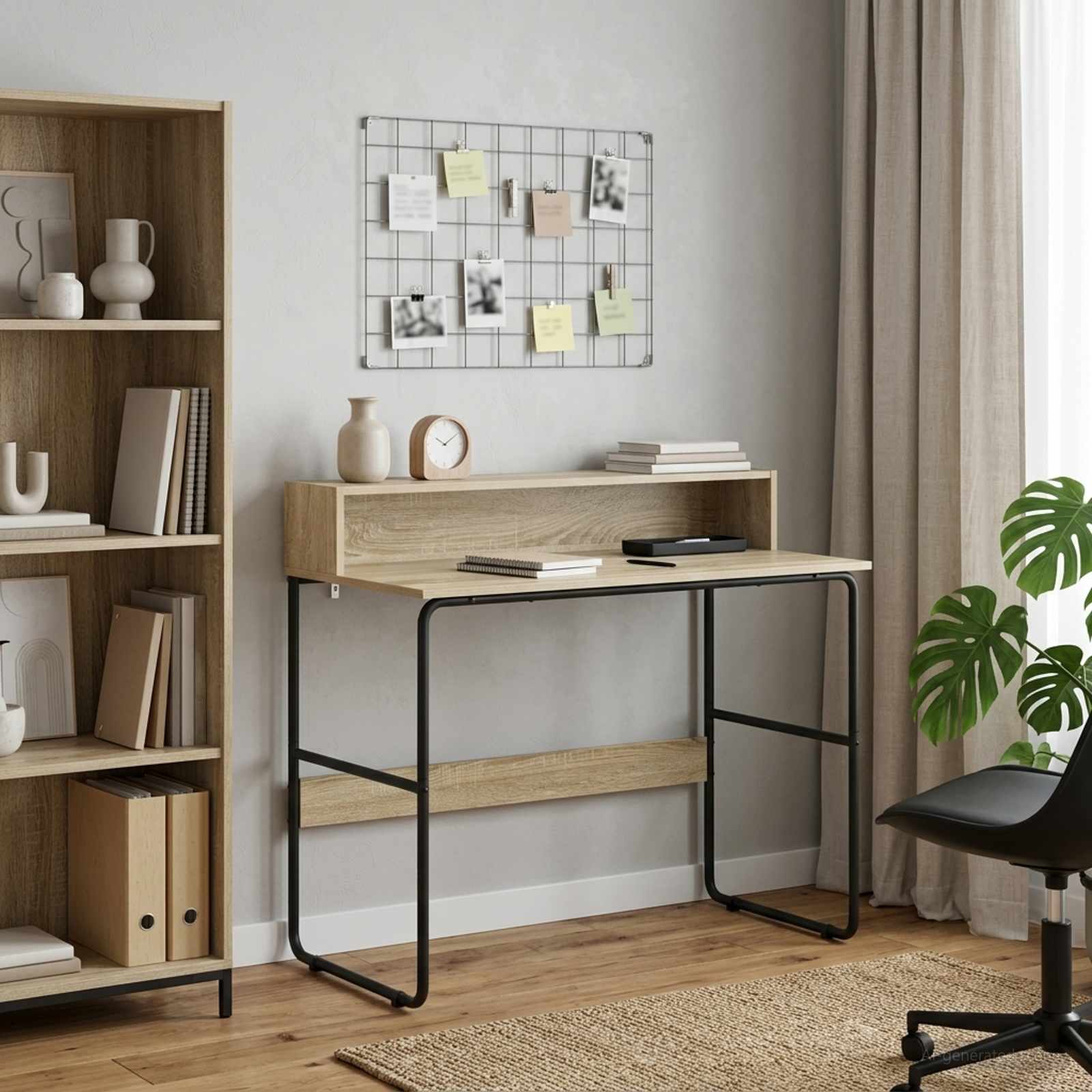 Desk With Storage Oak 100x50x91cm