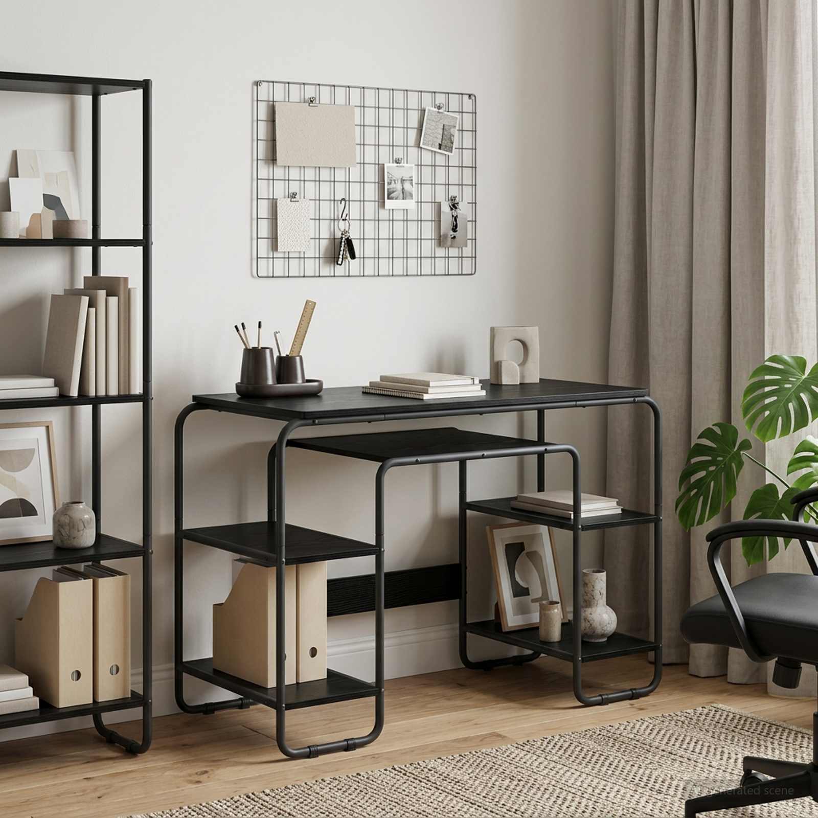 Office Desk Storage Black 113.5x52x75.5cm