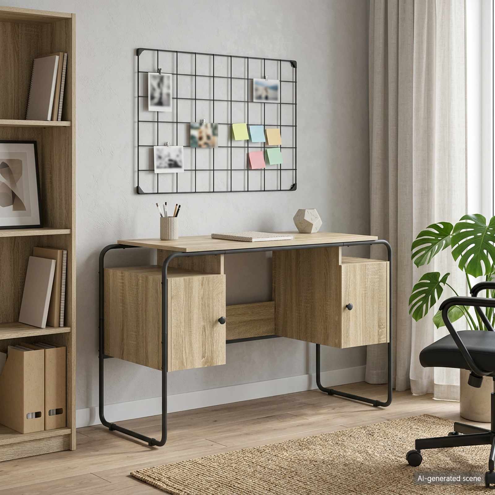 Oak Desk With Storage 120x50.5x75.5cm