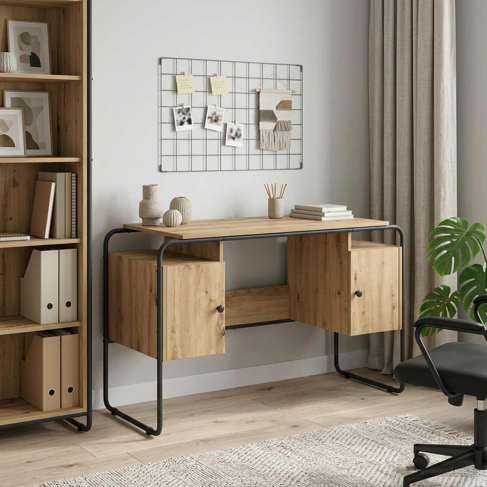 Office Desk Storage Oak 120x50.5x75.5cm