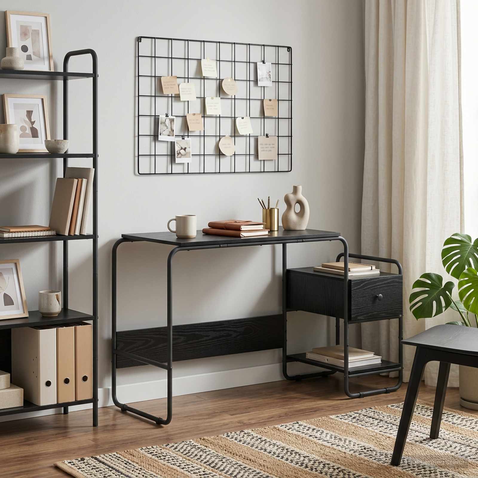 Office Desk Storage Black 131.5x50x75.5cm