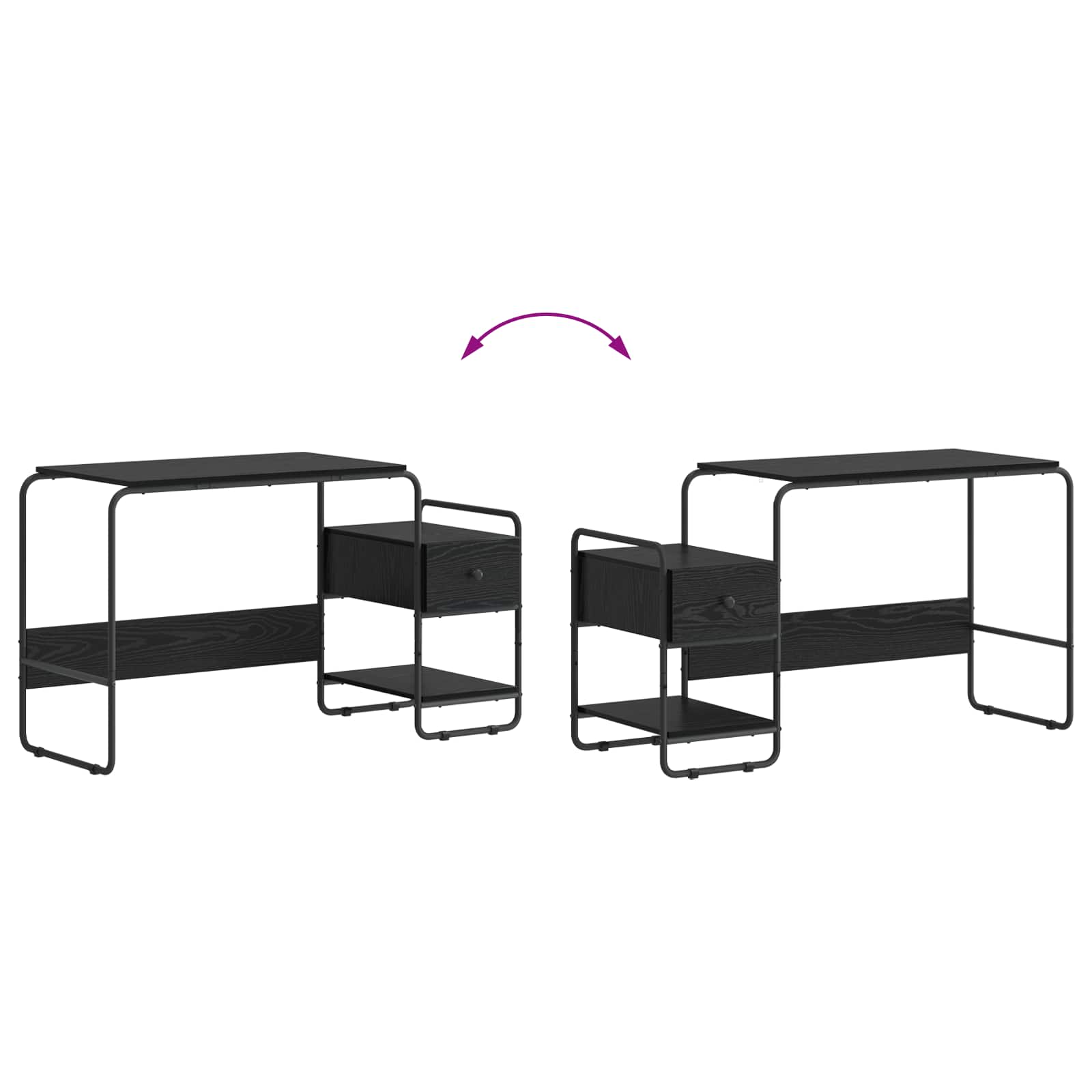 Office Desk Storage Black 131.5x50x75.5cm