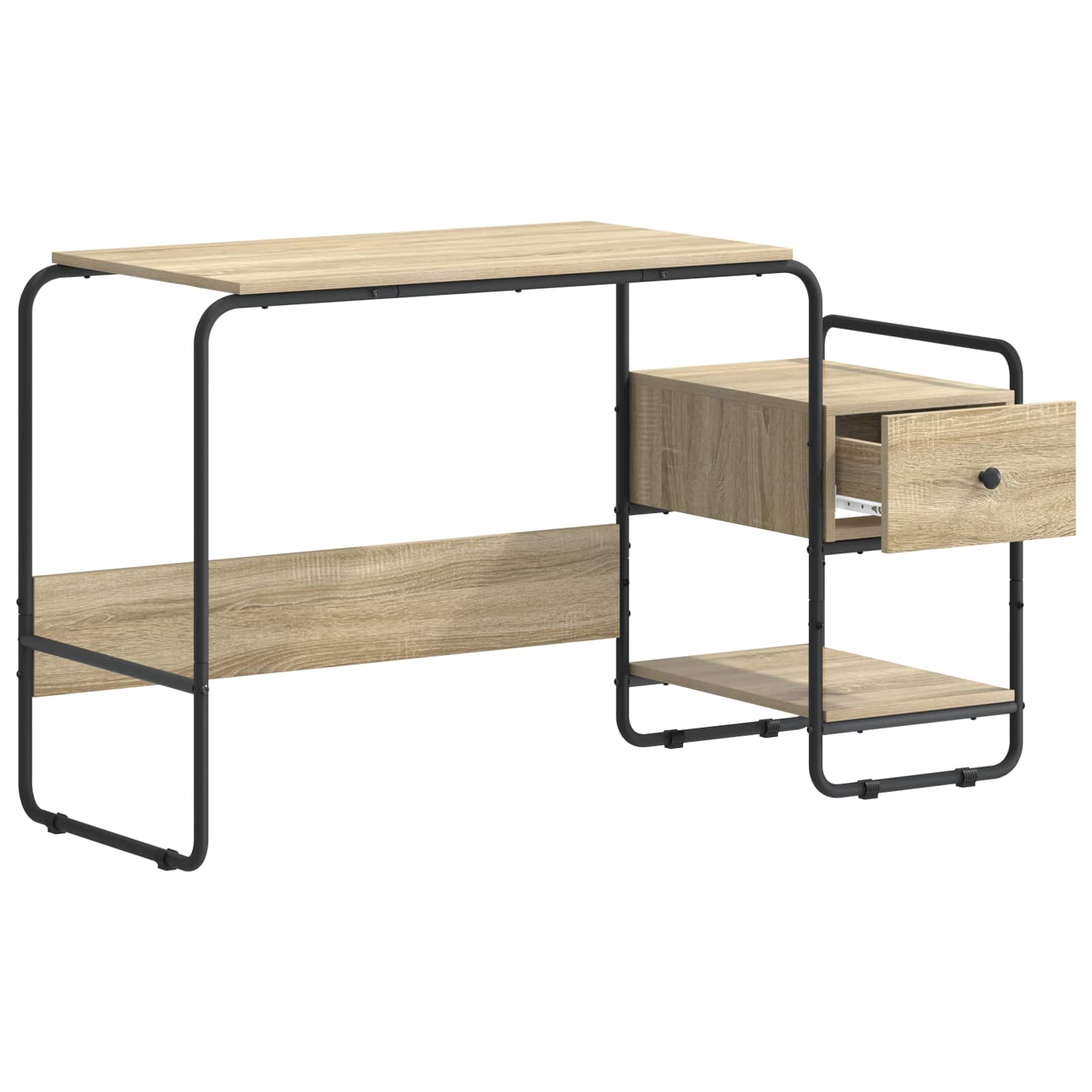 Oak Desk With Storage 131.5x50x75.5cm